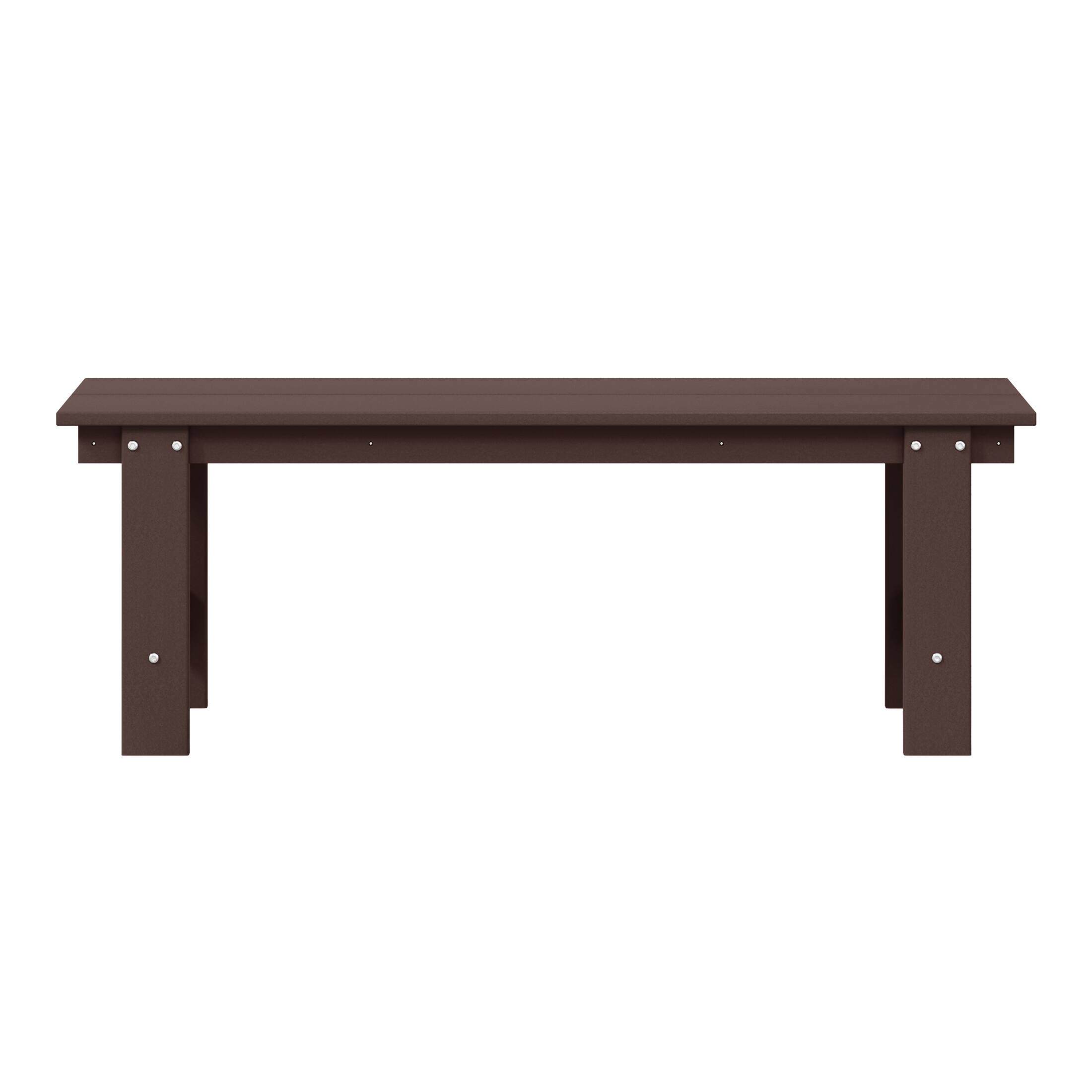 Front. WestinTrends - WestinTrends Ashore Outdoor HDPE 48" Modern Backless Patio Bench - Dark Brown.