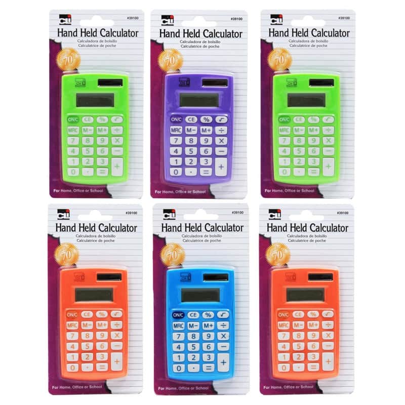 Charles Leonard - Primary Calculator Single 8 Digit Display, Pack of 6
