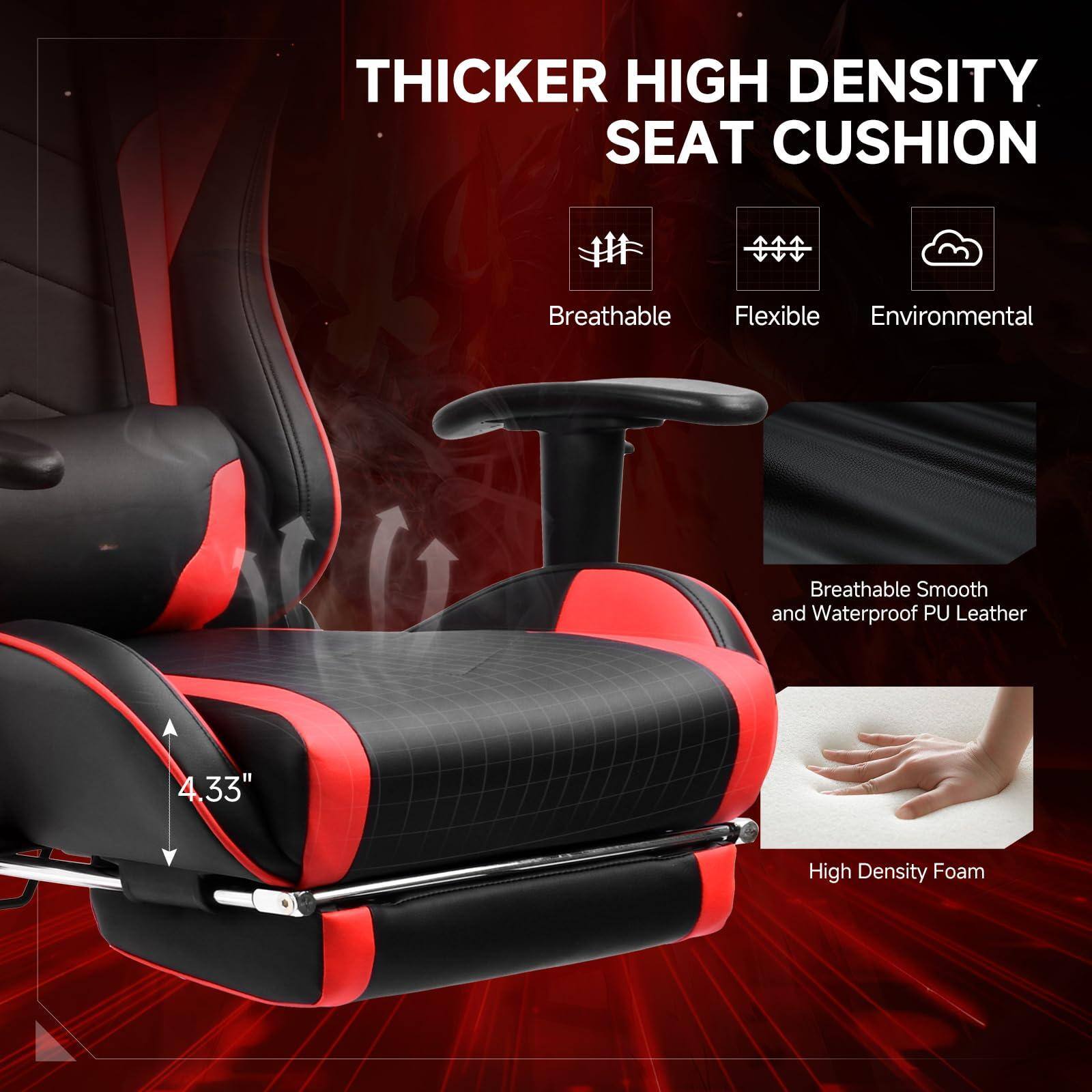 THICKER HIGH DENSITY SEAT CUSHION

- Breathable
- Flexible
- Environmental

Breathable Smooth and Waterproof PU Leather

4.33" High Density Foam