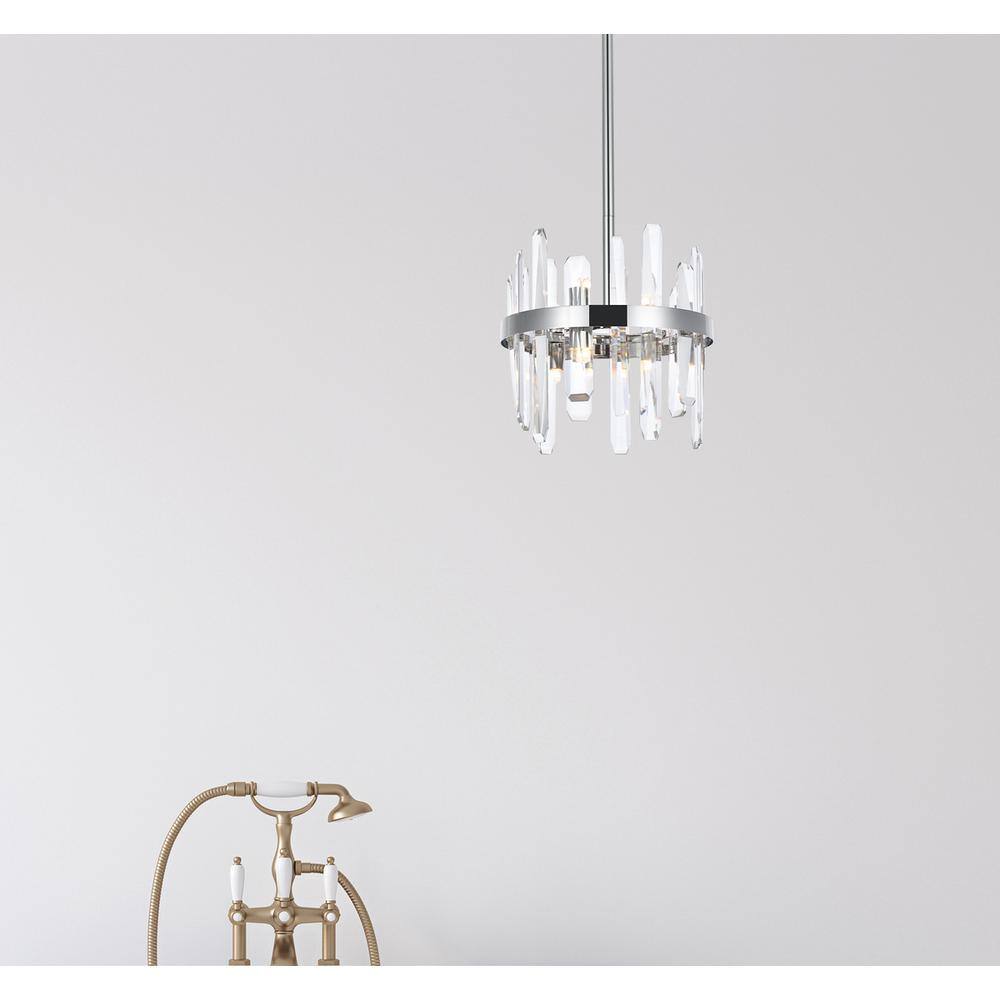 Angle. Elegant Lighting - Serena 12 inch crystal round pendant in chrome - Chrome.