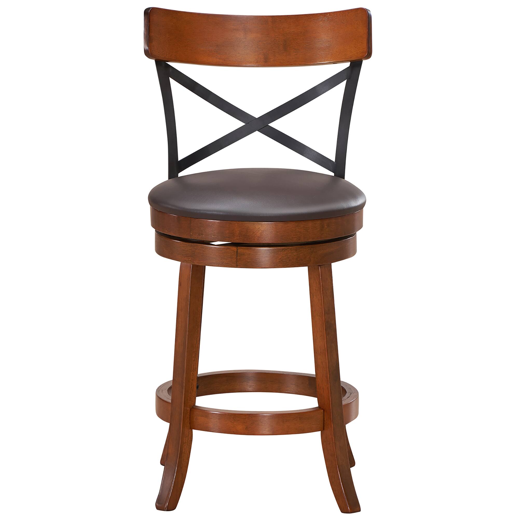 Alt View 9. Costway - Costway Set of 4 Bar Stools Swivel 25" Dining Bar Chairs with Rubber Wood Legs - Walnut, Black, Brown.