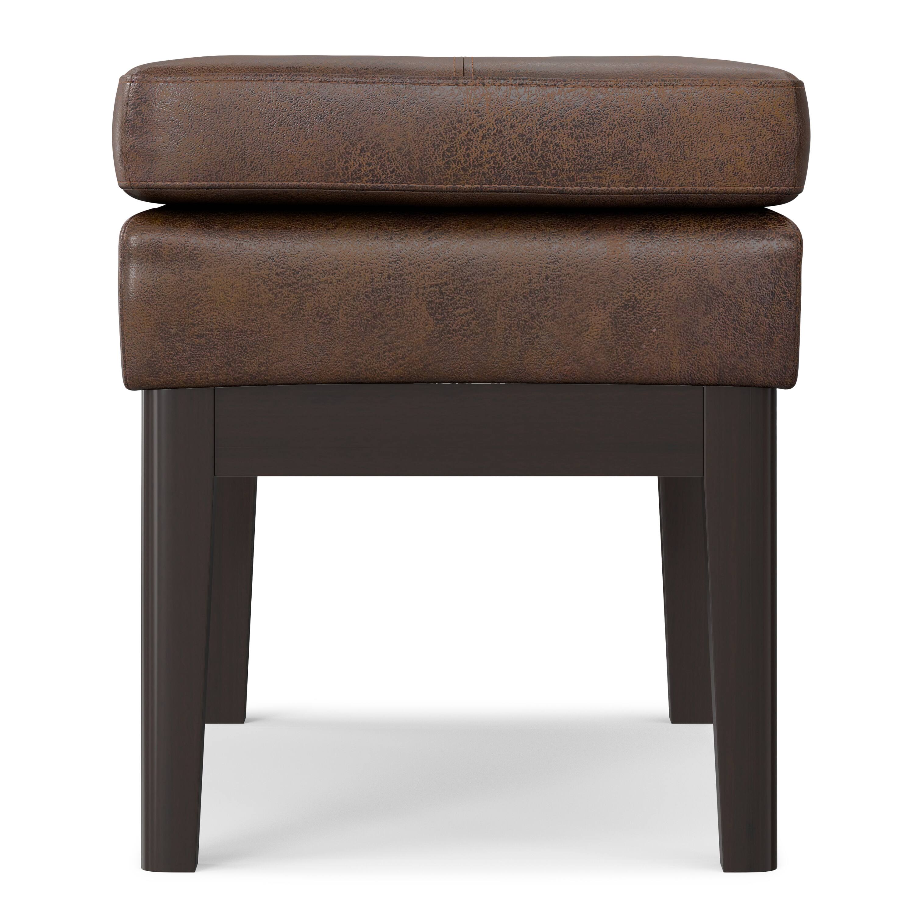 Alt View 1. Simpli Home - Carlson Small Ottoman Bench in Distressed Chestnut Brown - Distressed Chestnut Brown.