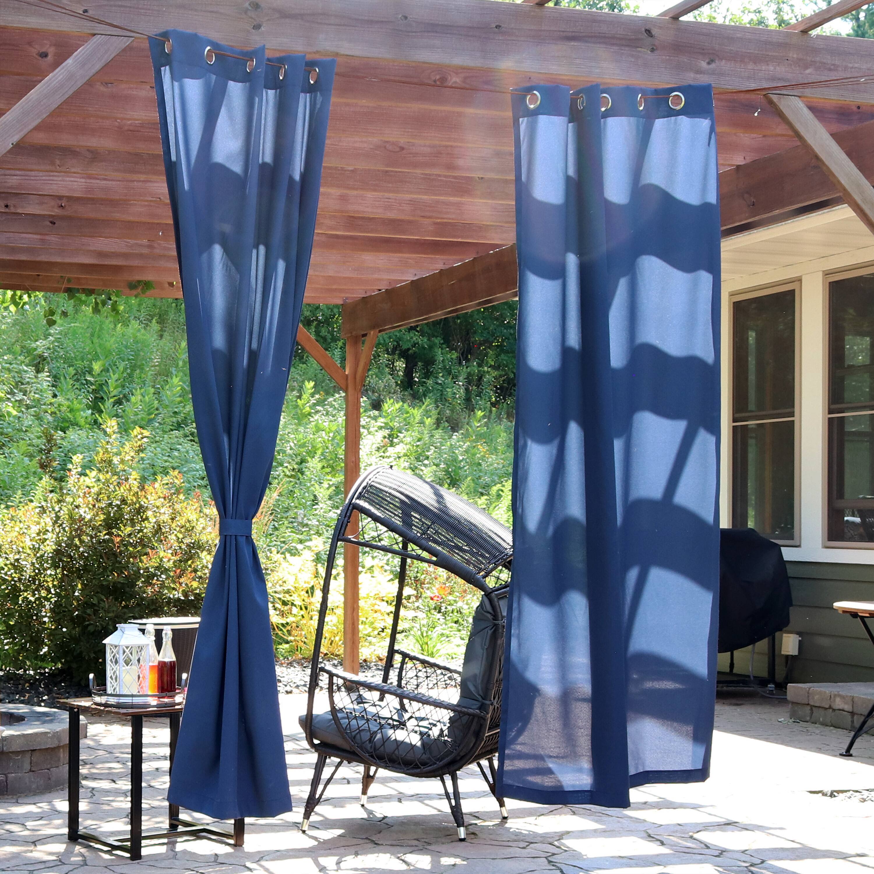 Alt View 9. Sunnydaze - Modern Outdoor Curtain Panel - 52 in x 96 in - Set of 2 - Blue.