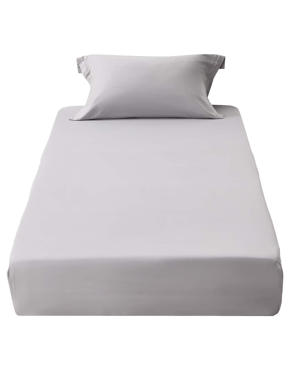 VEVOR - Fitted Sheet,1 Set of 2 Pieces, Twin Size Elastic Fitted Sheet with High-Quality Microfiber, Wear-Resistant & Breathable - Light Grey