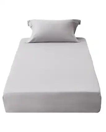 Front. VEVOR - Fitted Sheet,1 Set of 2 Pieces, Twin Size Elastic Fitted Sheet with High-Quality Microfiber, Wear-Resistant & Breathable - Light Grey.