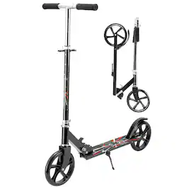 Sugift - Folding Kick Scooter with 3 Adjustable Heights for Teens & Adults - Black