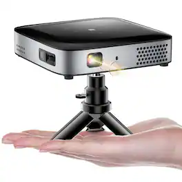 COQOOL - WiFi Bluetooth Mini Projector: Full HD, Pocket Pico with Tripod, Outdoor Portable Rechargeable Battery - Black