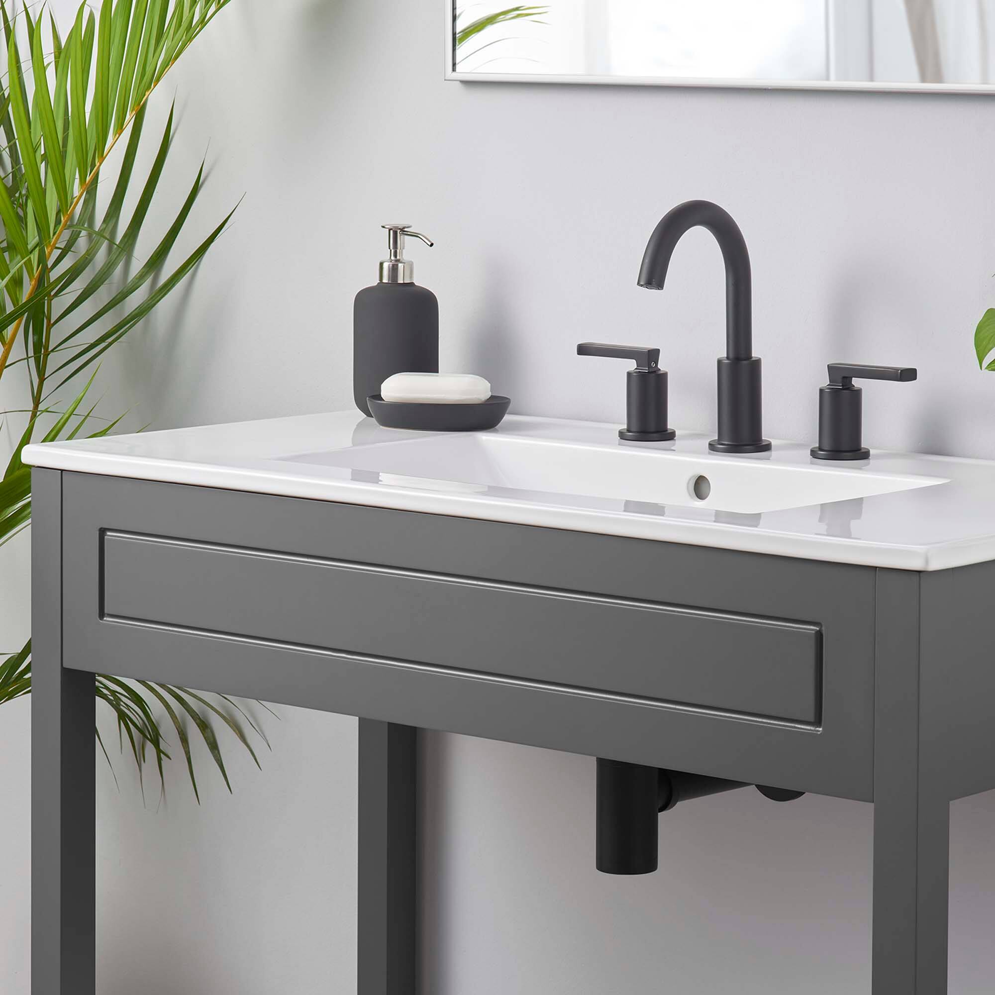 Back. Modway - Altura Bathroom Vanity Basin Included by Modway - Gray White.