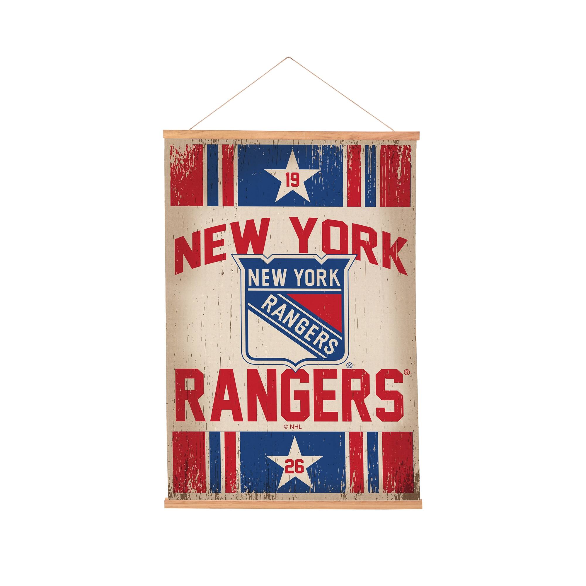 New York Rangers 24" x 36" Antique Style Canvas Wall Art Tapestry with Wood Frame
