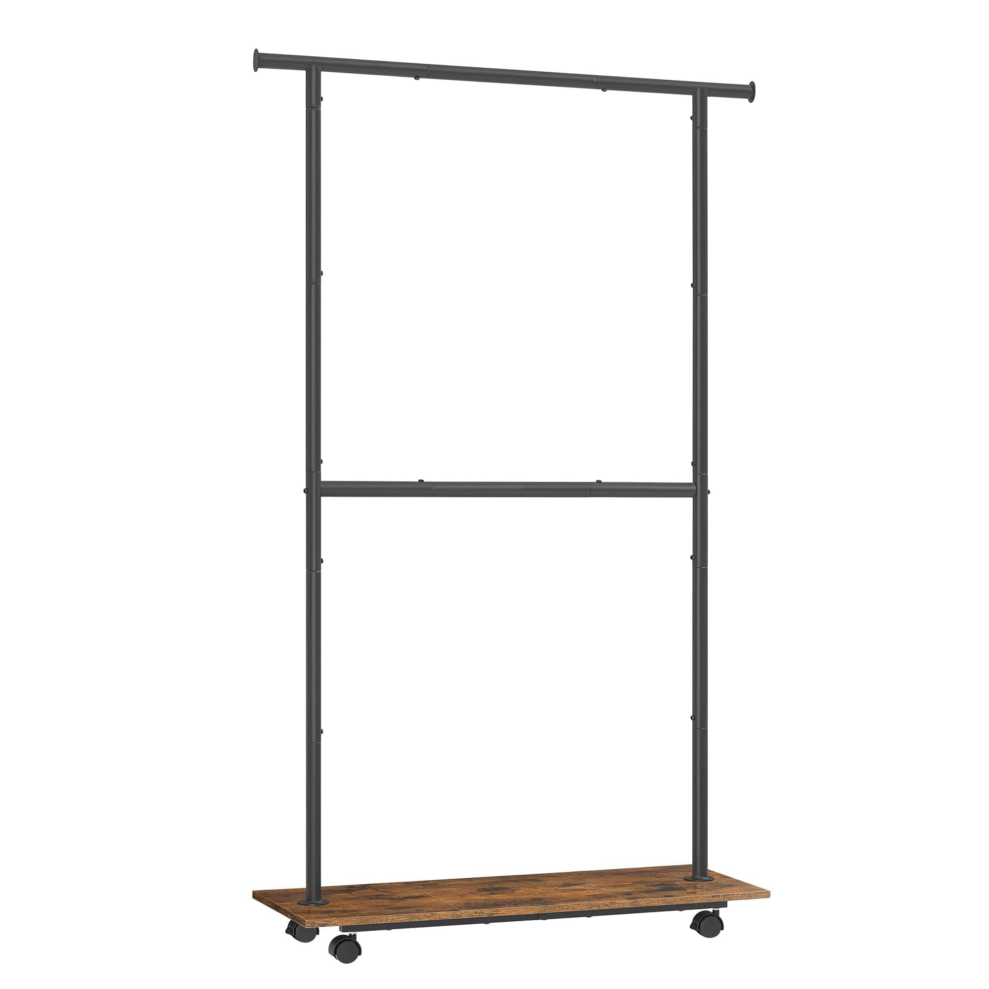 Hanke - Clothes Rack With Wheels Middle Rod Clothing For Hanging 38. Garment Shelf Height Adjustable Loads Up To Ru - Black Middle Rod