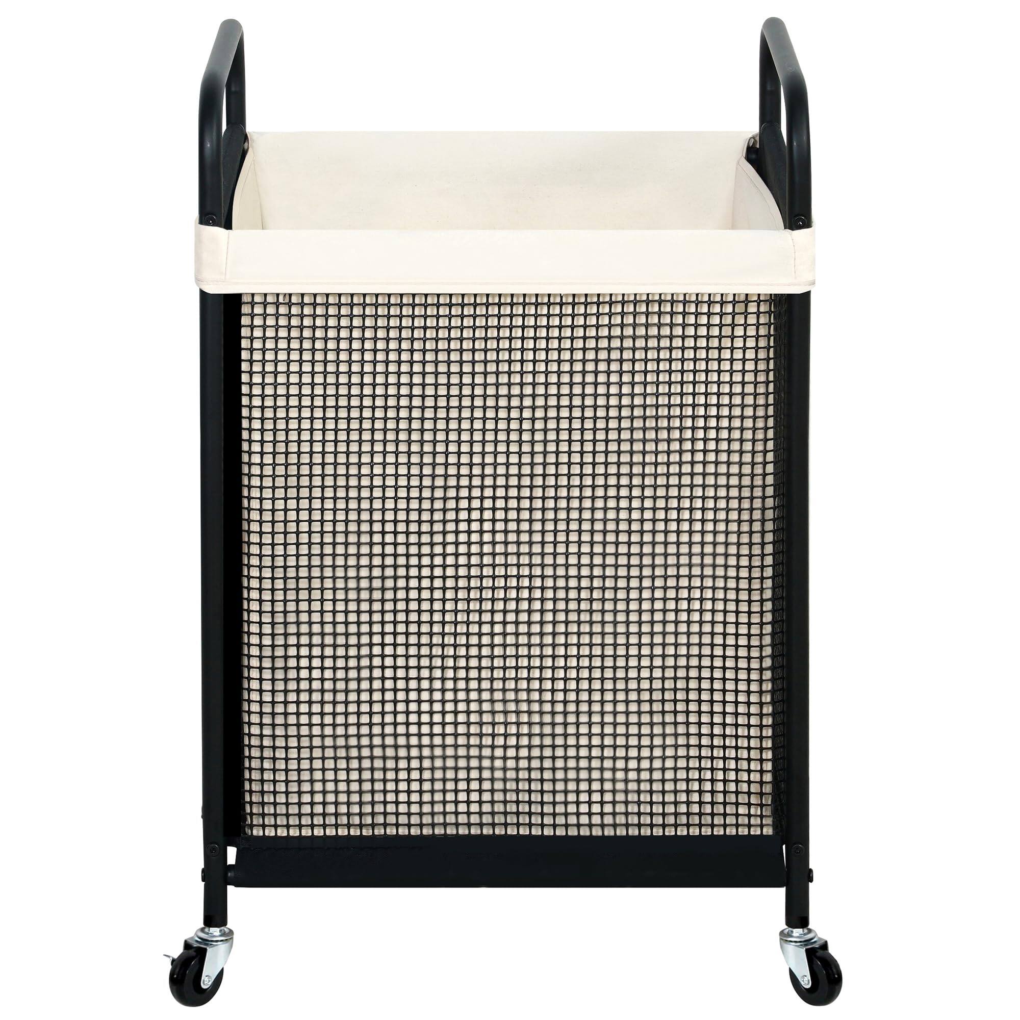 Front. DORLUKFU - Laundry Hamper, 90L Rolling Laundry Sorter Cart with Removable and Washable Liner Bag, Clothes Hamper with Wheels and - Beige.