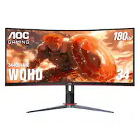 AOC - CU34G2XP 34" VA Curved Gaming Monitor, WQHD (3440x1440), 180Hz, 1ms, Freesync, HDR 400 - Black/Silver/Red - Front_Zoom
