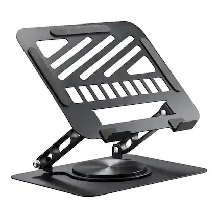 Front. HongFei - Laptop Stand for Desk Adjustable Computer Stand 360° Rotating with Hollow Ventilation Board Large Weight Capacity - Black.