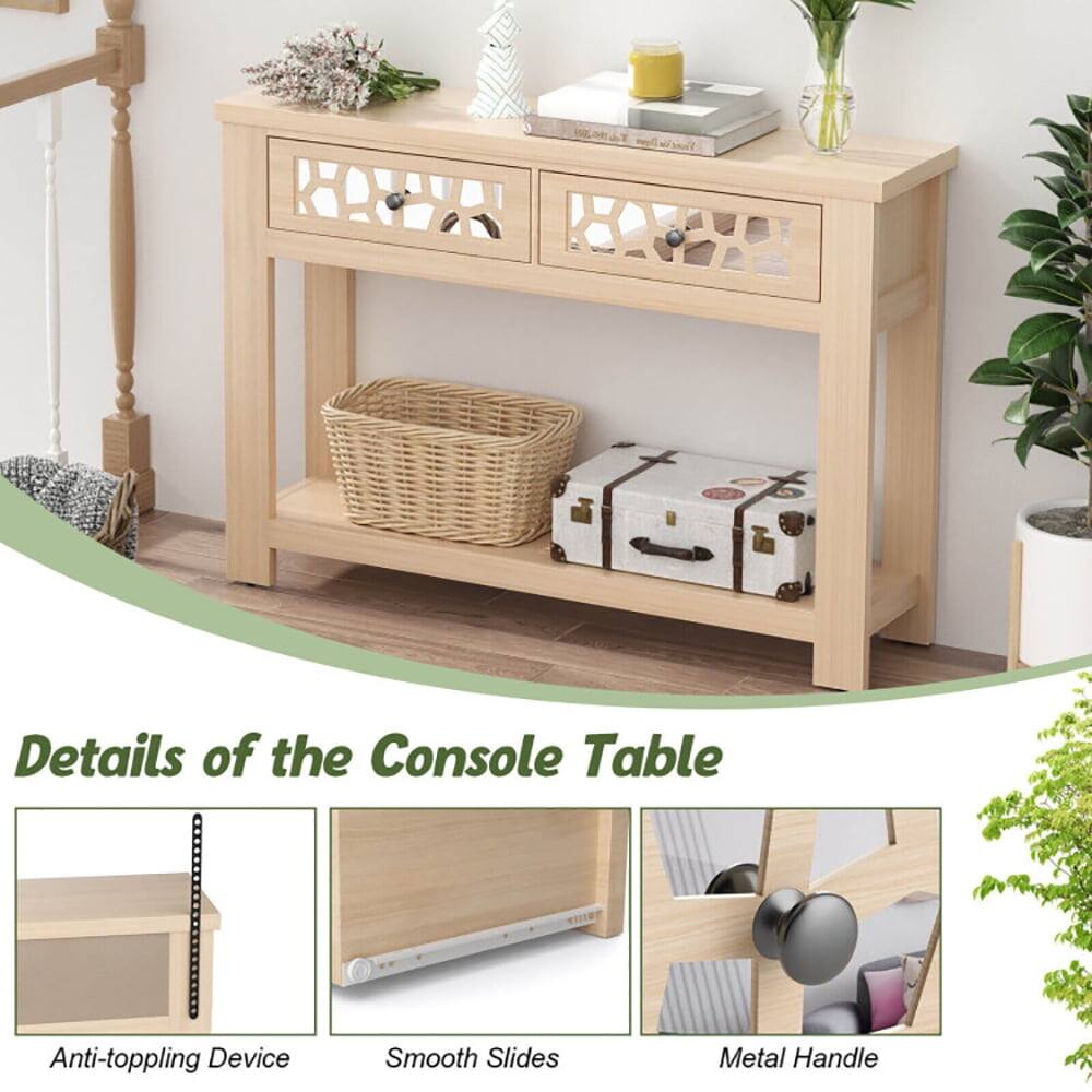 Details of the Console Table

- Anti-toppling Device
- Smooth Slides
- Metal Handle