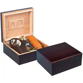 Prestige - Diplomat Cigar Humidor Gift Set - Rich Cherry Wood Finish