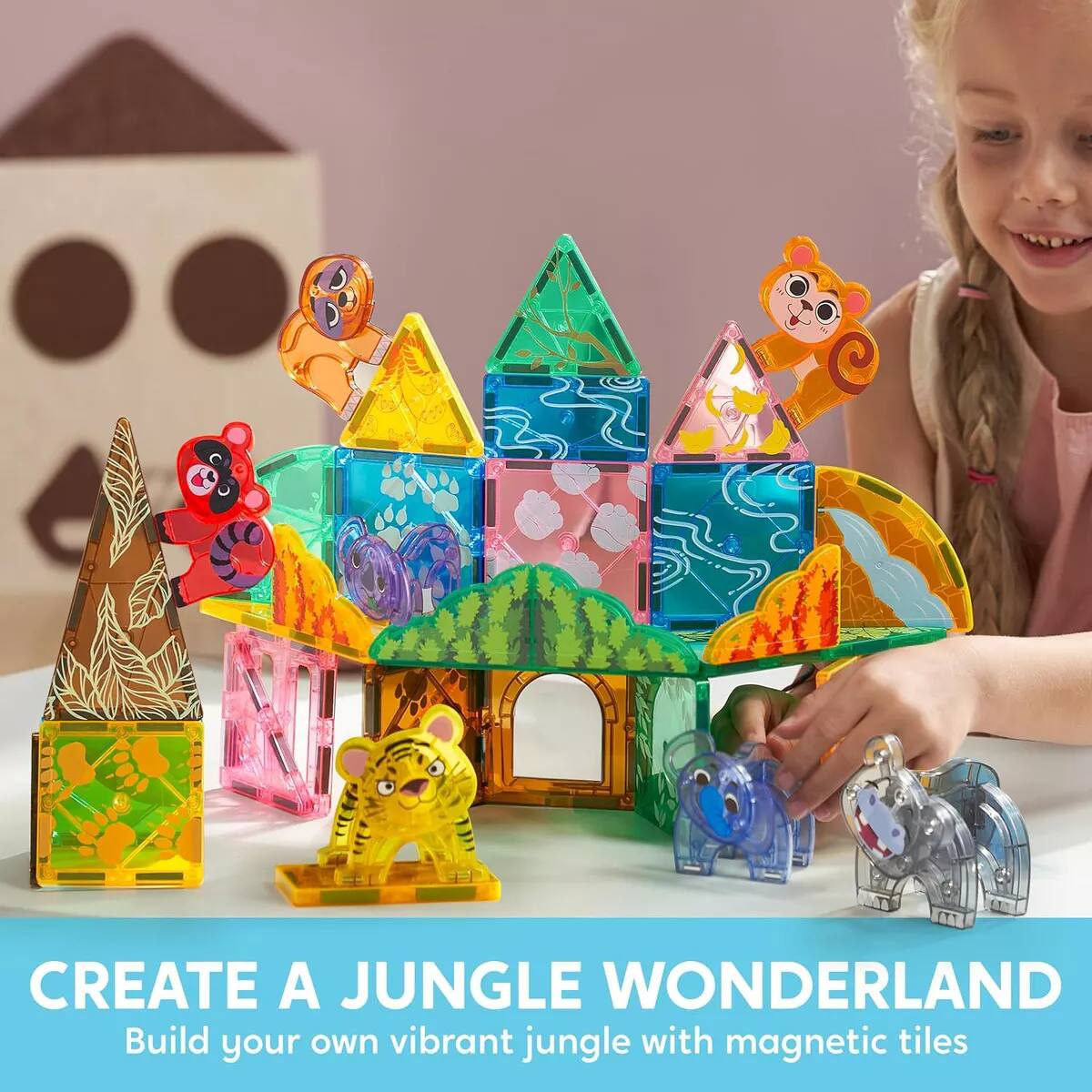CREATE A JUNGLE WONDERLAND  
Build your own vibrant jungle with magnetic tiles