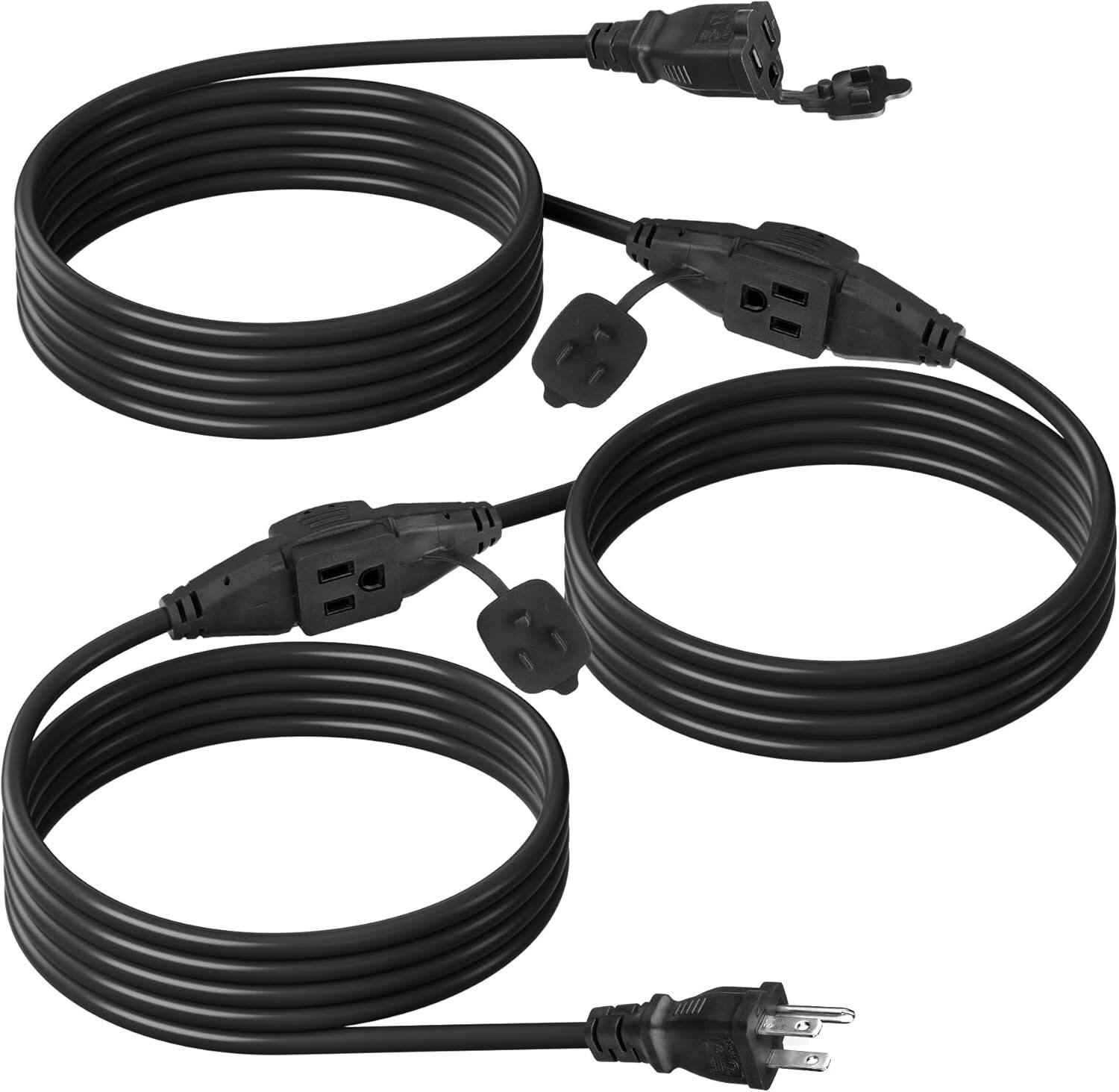 Front. BN-LINK - BN-LINK 25ft Outdoor Extension Cord w/ 3 Inline Outlets, 16/3 SJTW, Grounded, ETL Listed, Black - Black.