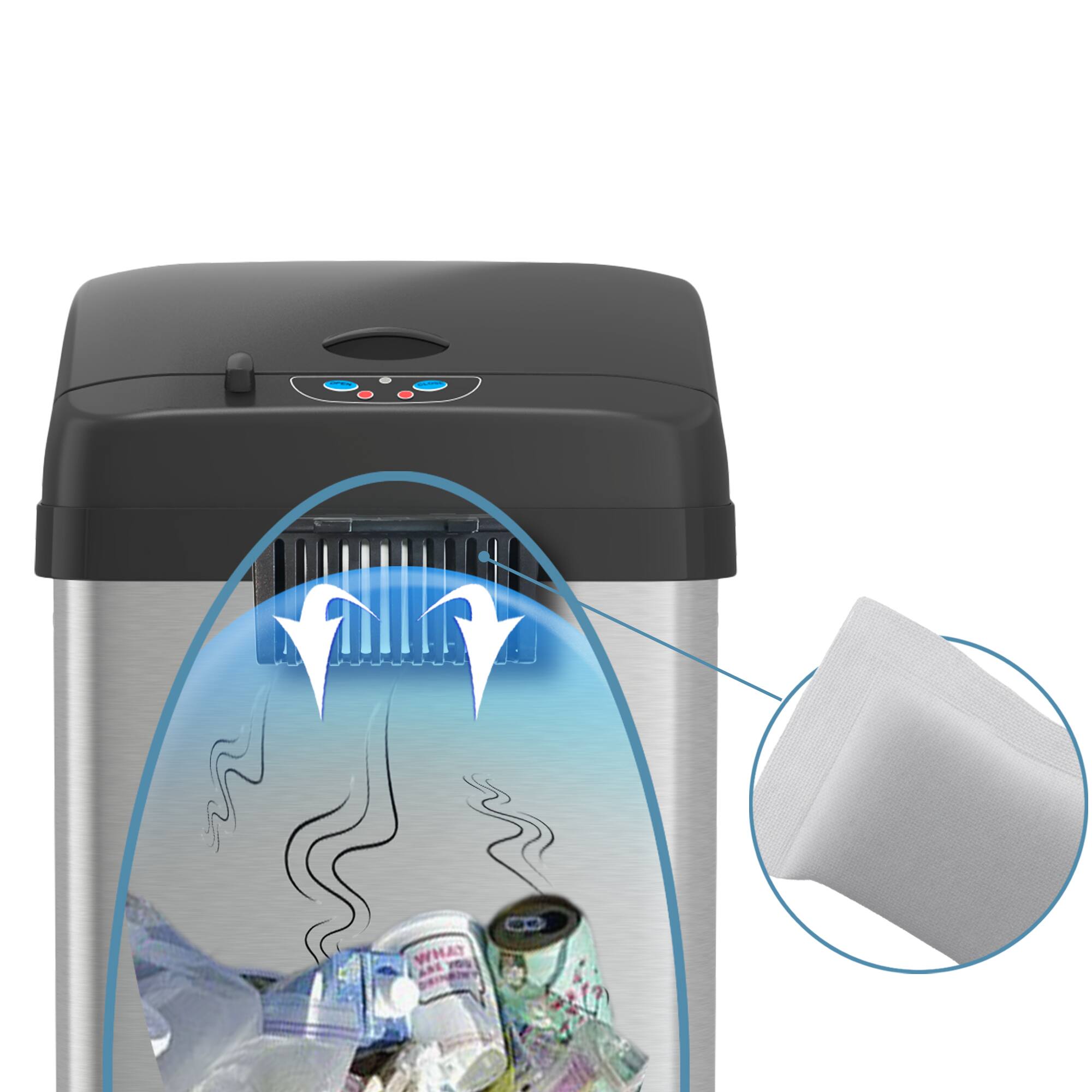 Alt View 12. iTouchless - 13-Gal. Touchless Trash Can - Stainless Steel.