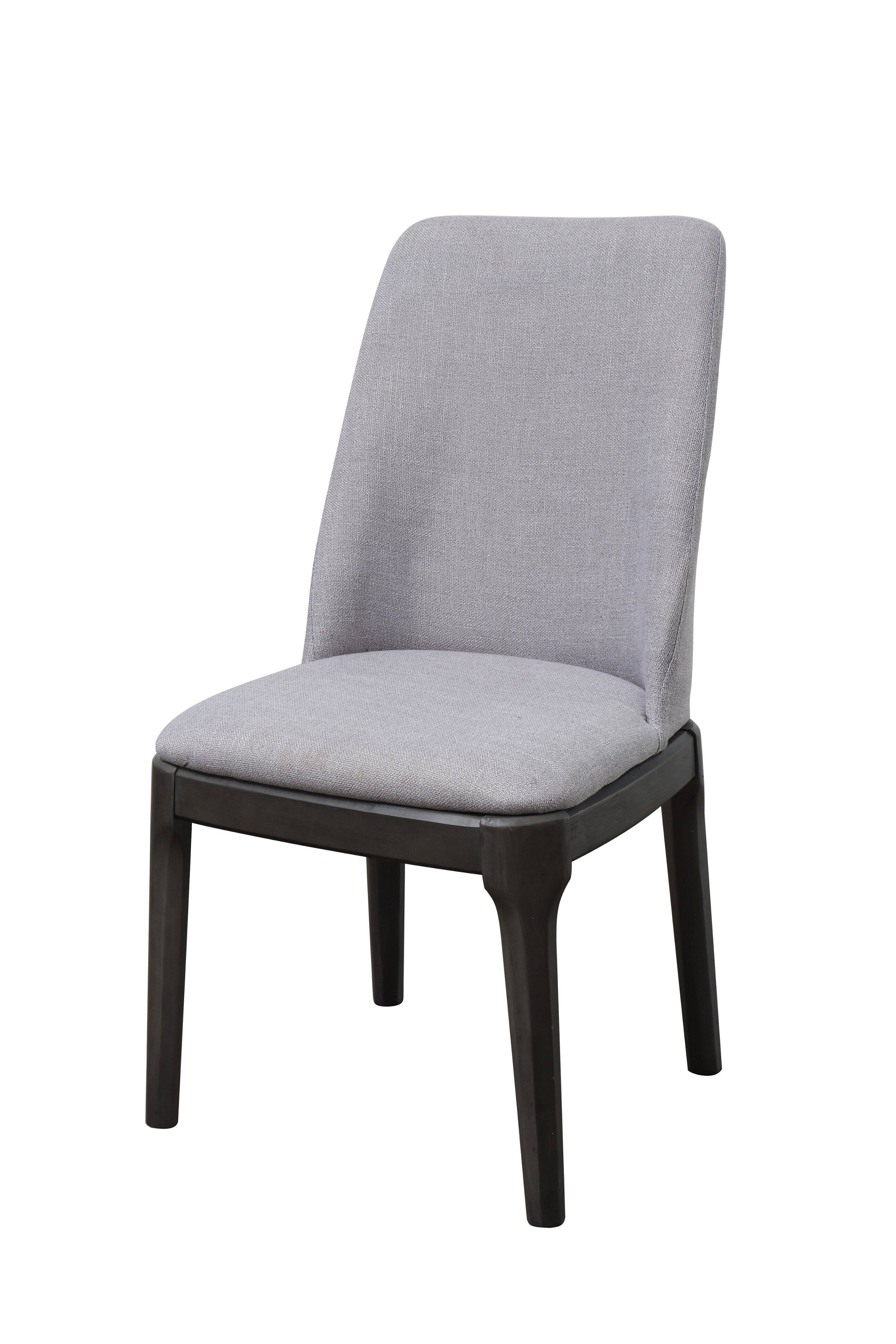 Alt View 1. Manhattan Lane - Linen Upholstered Wooden Side Chair with Curved Backrest and Block Legs, Set of 2 - Gray.