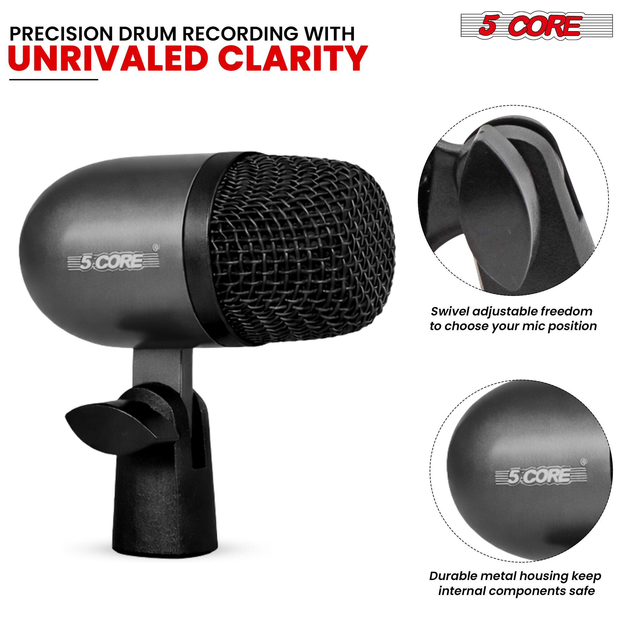 PRECISION DRUM RECORDING WITH UNRIVALED CLARITY

5 CORE

Swivel adjustable freedom to choose your mic position

Durable metal housing keeps internal components safe