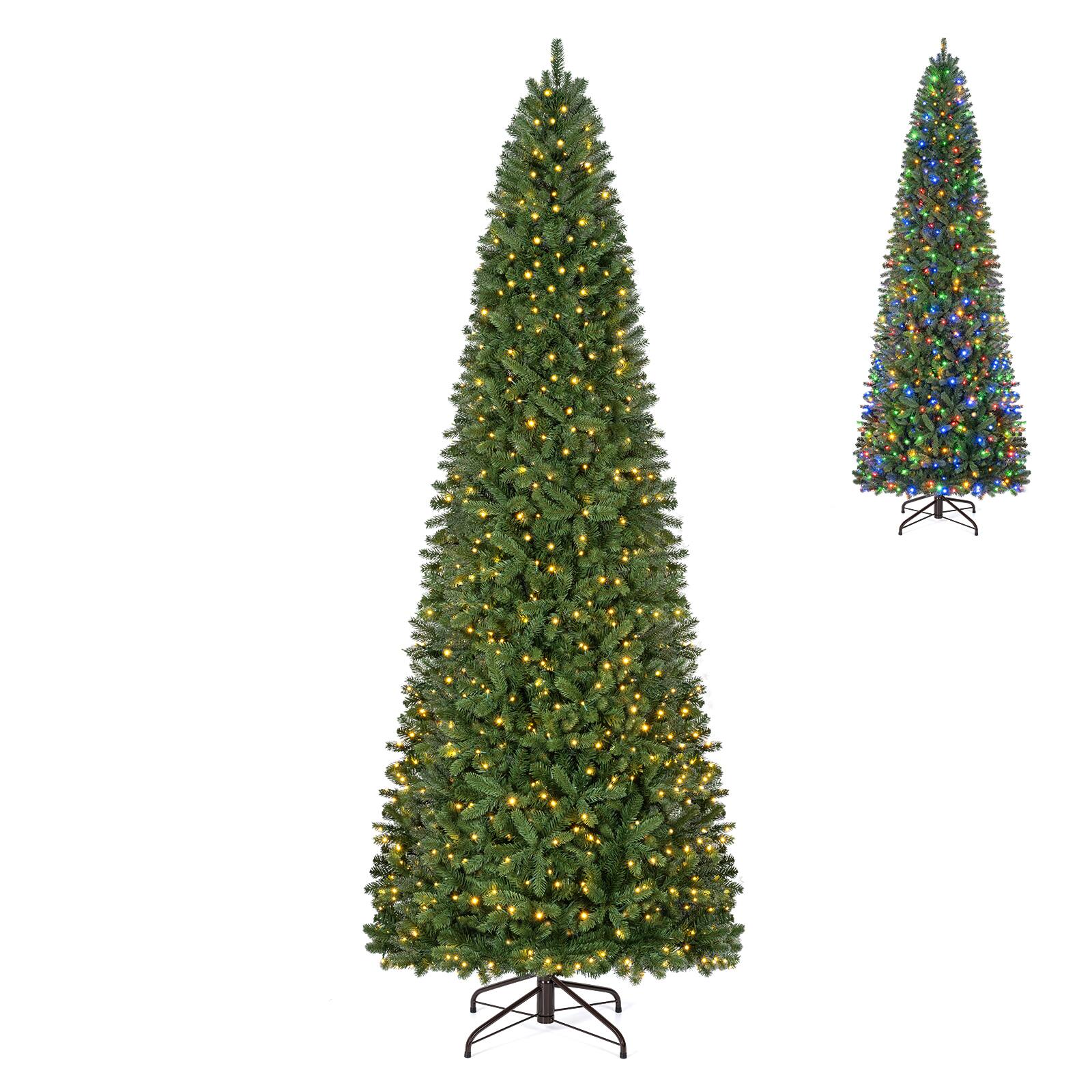 Alt View 9. Gymax - Gymax 9 FT Pencil Alpine Christmas Tree w/ 1345 Full Branch Tips 550 LED Lights Green - Green.