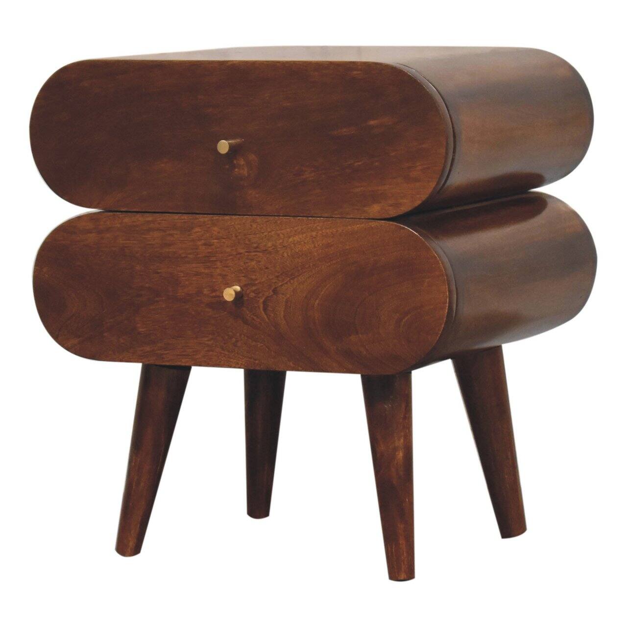 Back. Artisan Furniture - Artisan Furniture Solid Wood Bubble Chestnut Bedside, 2 Drawers, Dark Brown - Dark Brown.