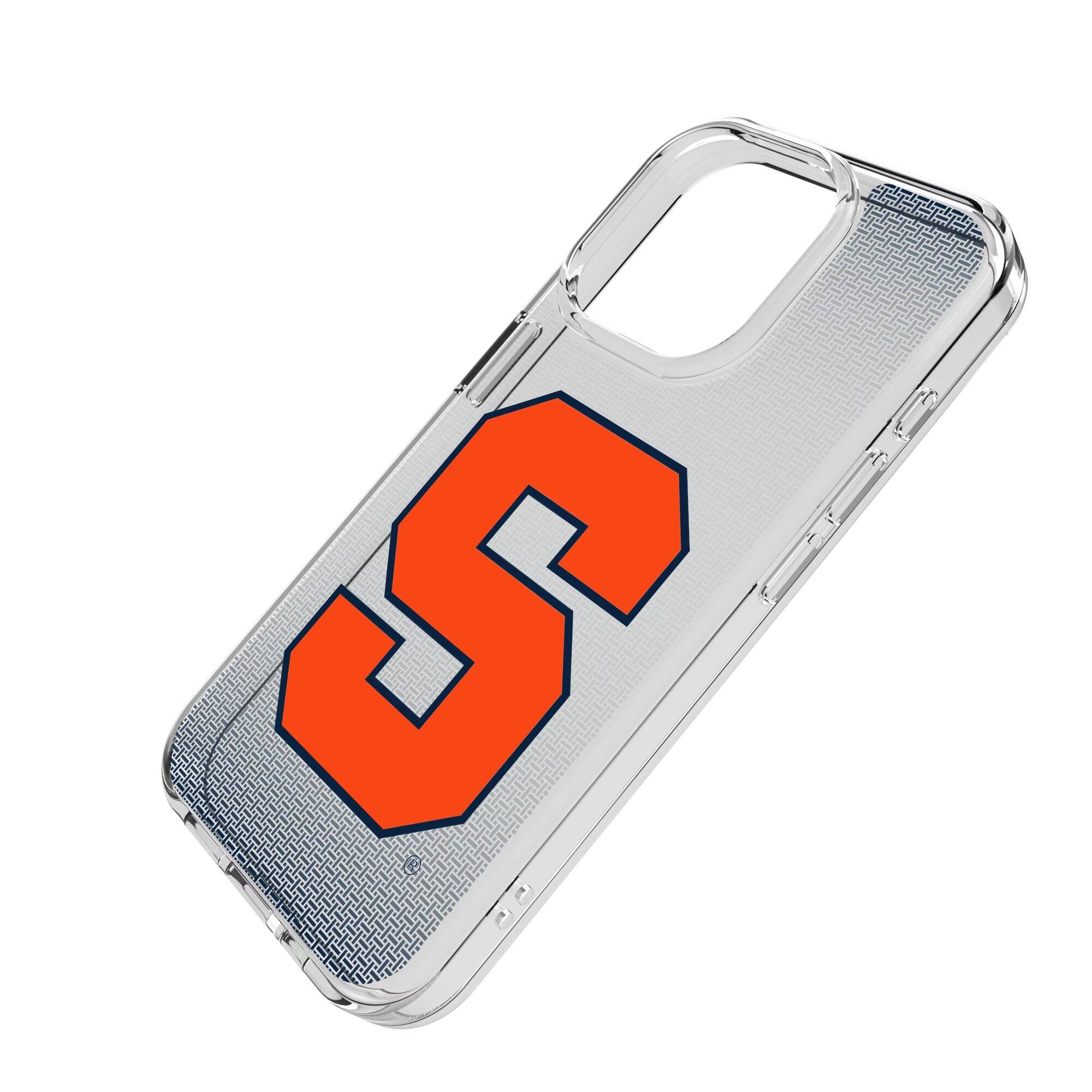 Alt View 1. Keyscaper - Syracuse Orange Linen Logo iPhone Clear Case - 16 Plus - Multicolor.