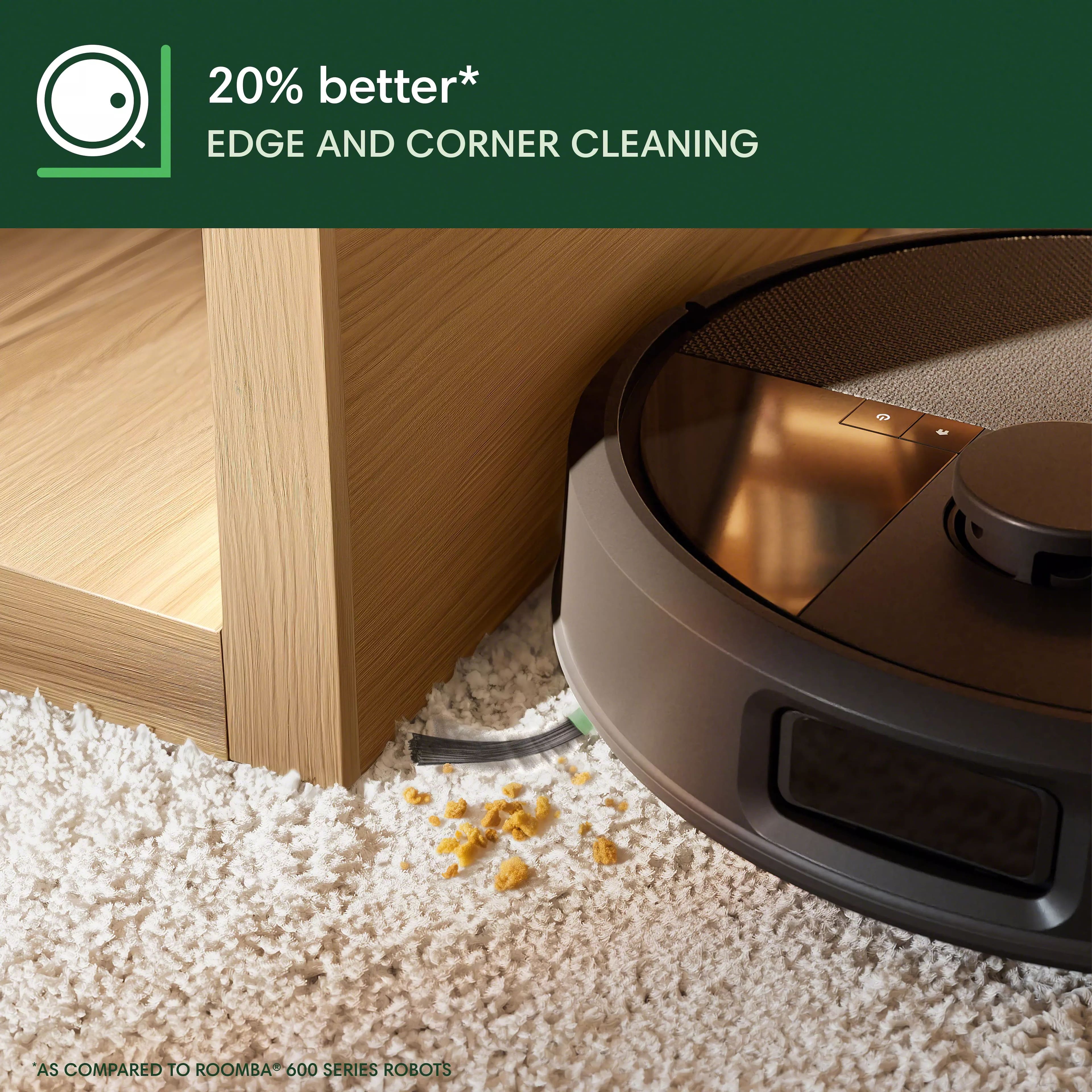"20% better* EDGE AND CORNER CLEANING compared to Roomba-6 600 series robots."