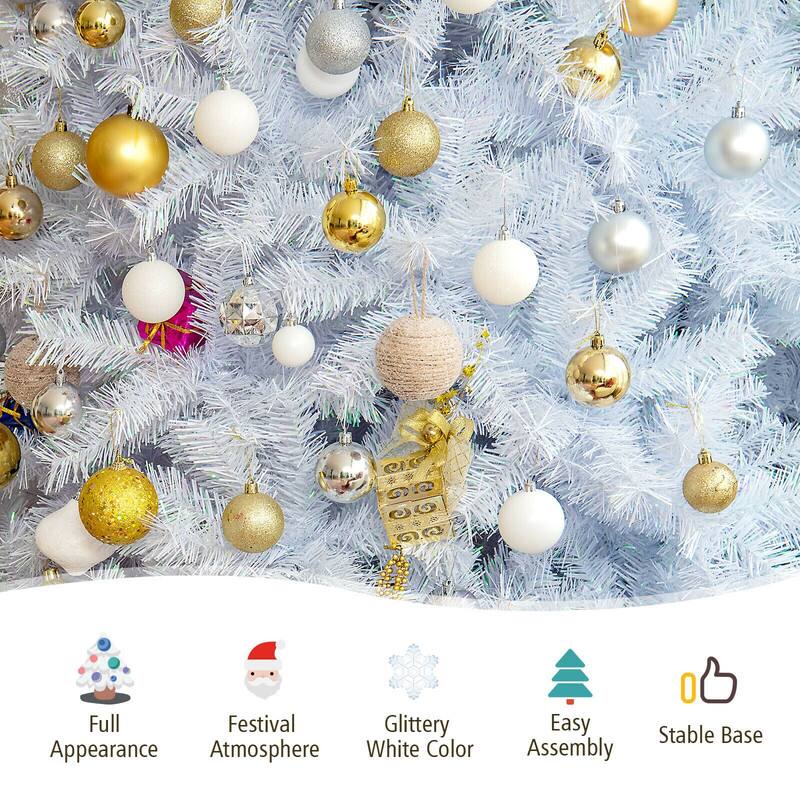 Full Appearance  
Festival Atmosphere  
Glittery White Color  
Easy Assembly  
Stable Base