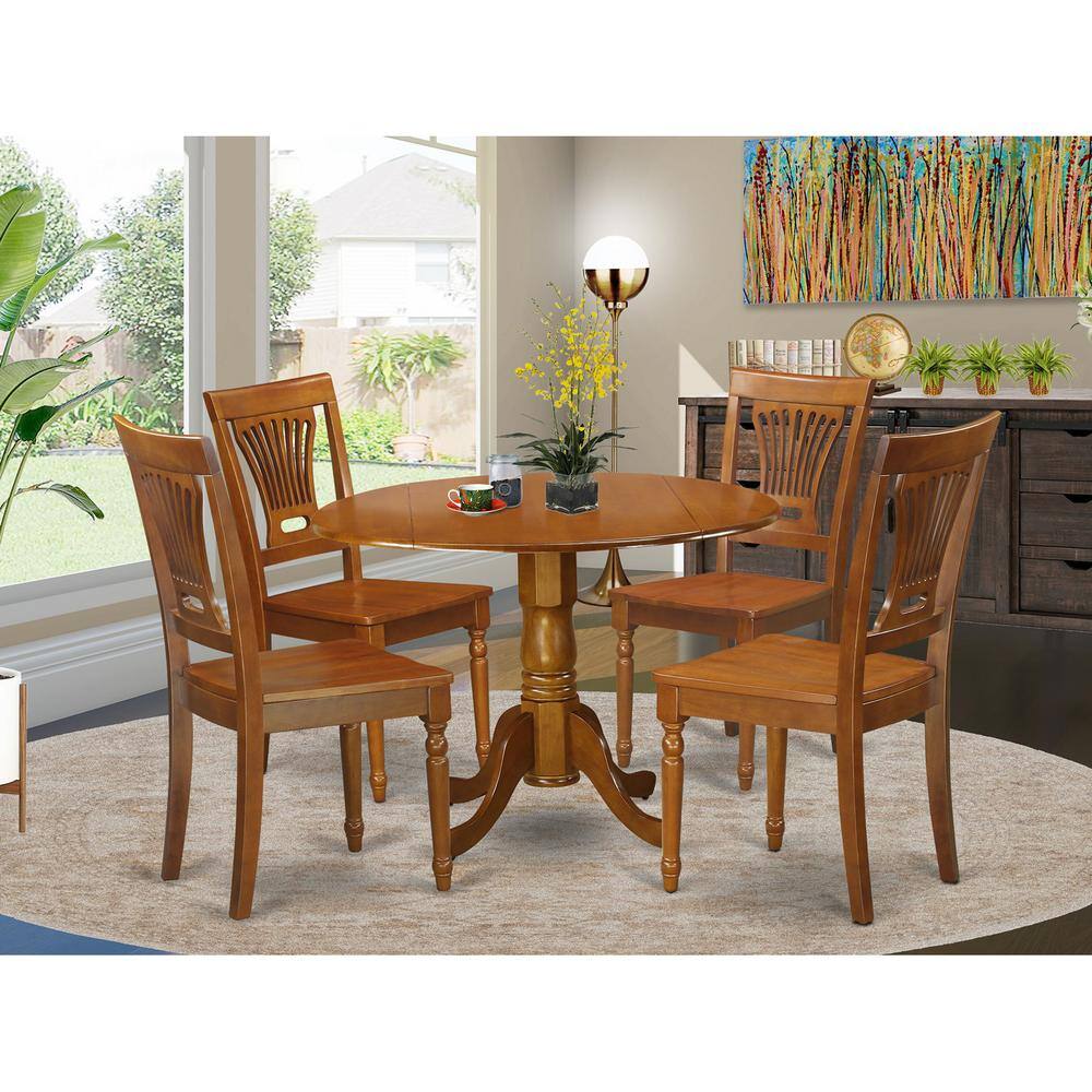 Back. East West Furniture - 5 Pc Kitchen nook Dining set-small Kitchen Table and 4 Dining Chairs - Saddle Brown.