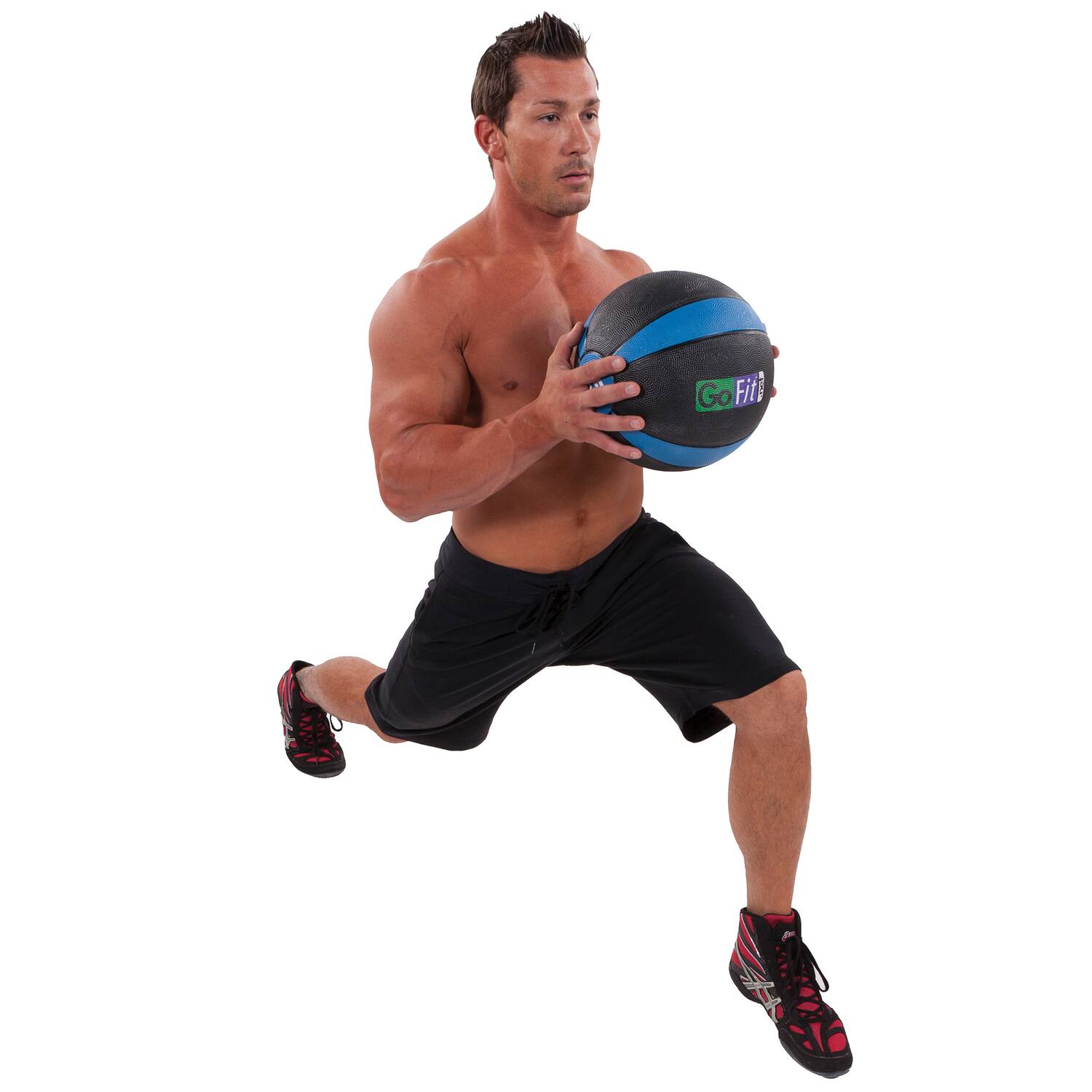Angle. GoFit - Medicine Ball 15 Lbs - Blue.
