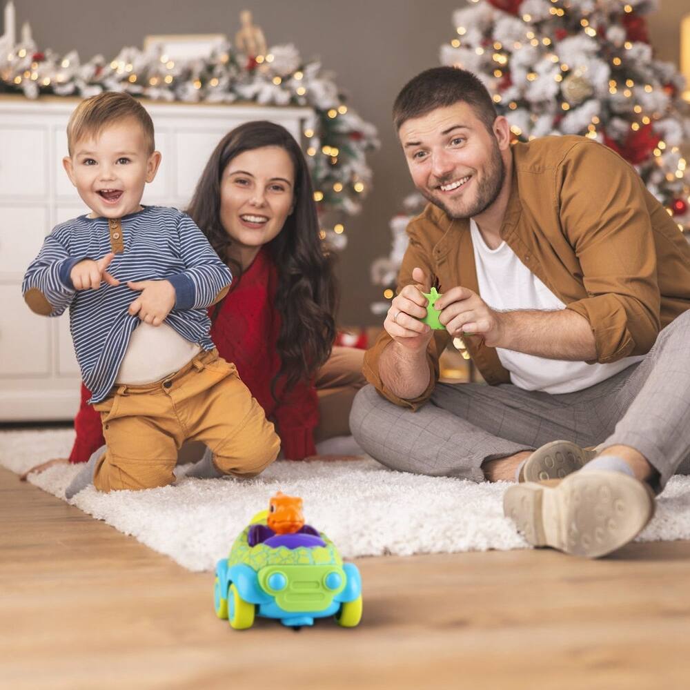 Alt View 6. Loheer - Loheer Dinosaur RC Car Twin Pack Toddler Remote Control Car Rechargeable Light Up Toy Cars For Boys Girls.