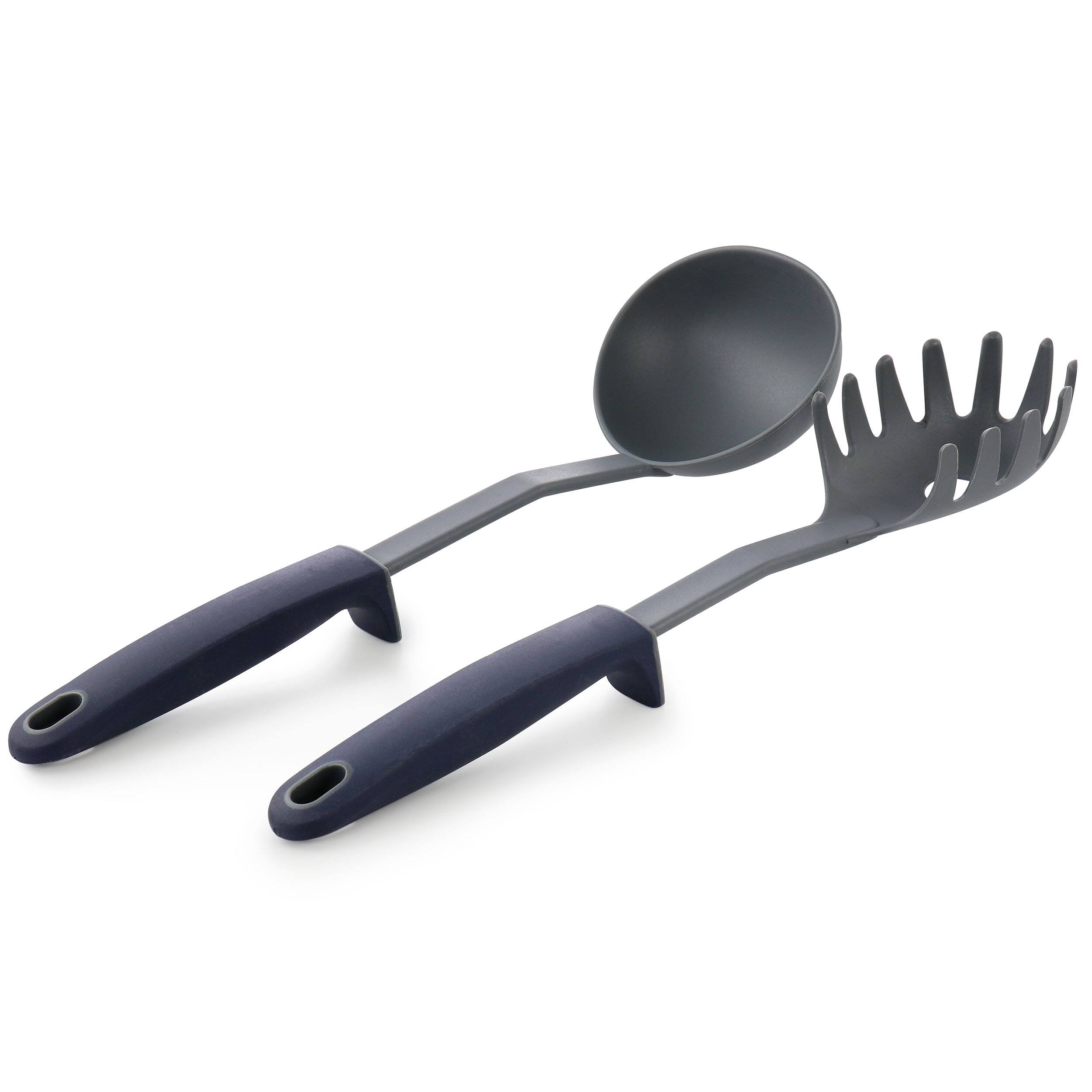 Alt View 1. Oster - Oster Bluemarine 2 Piece Ladle and Pasta Server Utensil Set in Navy Blue - Blue.