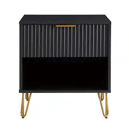 Manhattan Comfort - Dumbo Modern 20" Fluted Nightstand - Black