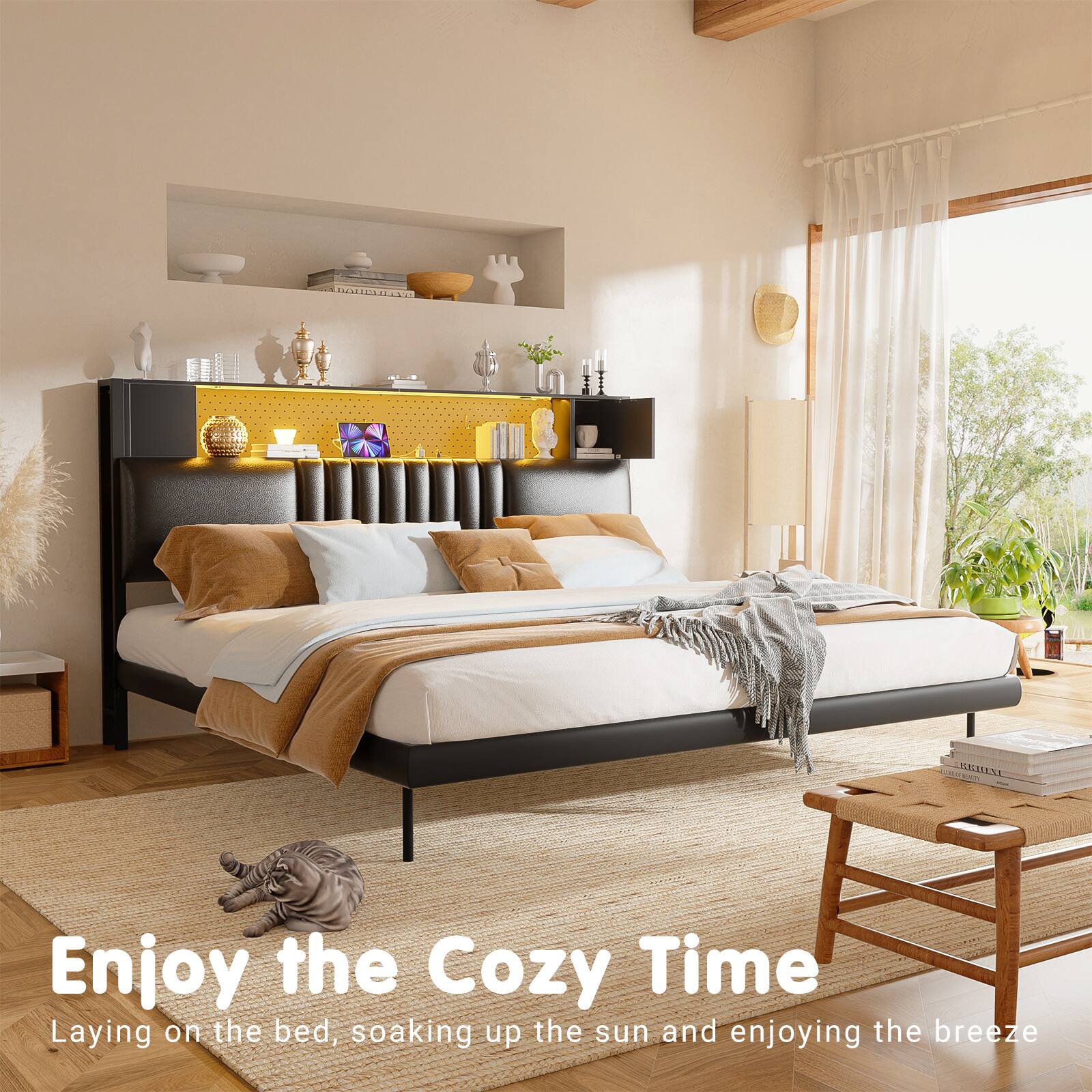 Enjoy the Cozy Time  
Laying on the bed, soaking up the sun and enjoying the breeze