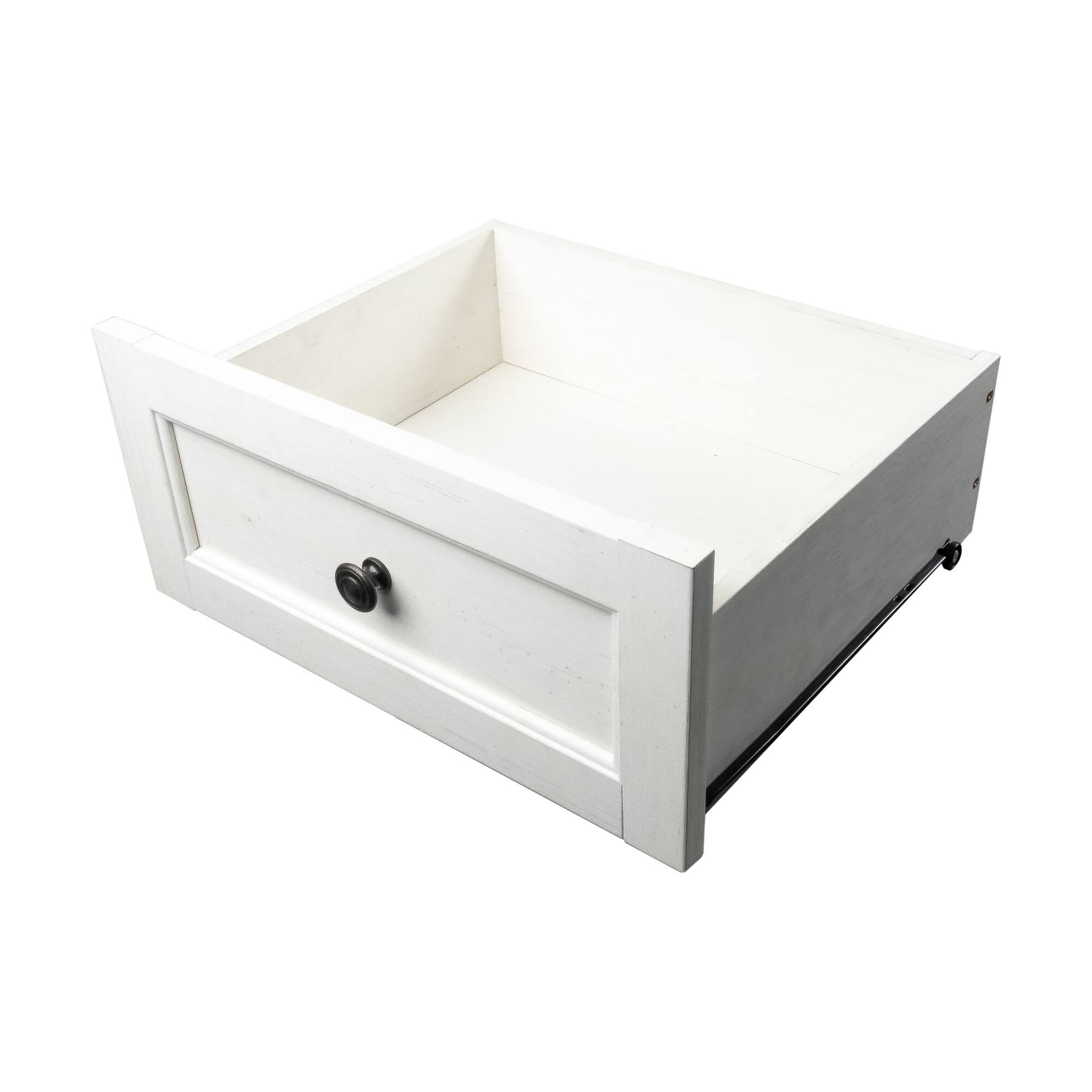 Alt View 4. Boyel Living - 3-Drawer Farmhouse Nightstand with Turned Wood Legs - White.