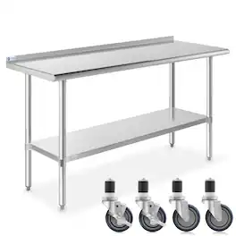 GRIDMANN - 60 x 24-in NSF Stainless Steel Table with 4 Casters - Silver