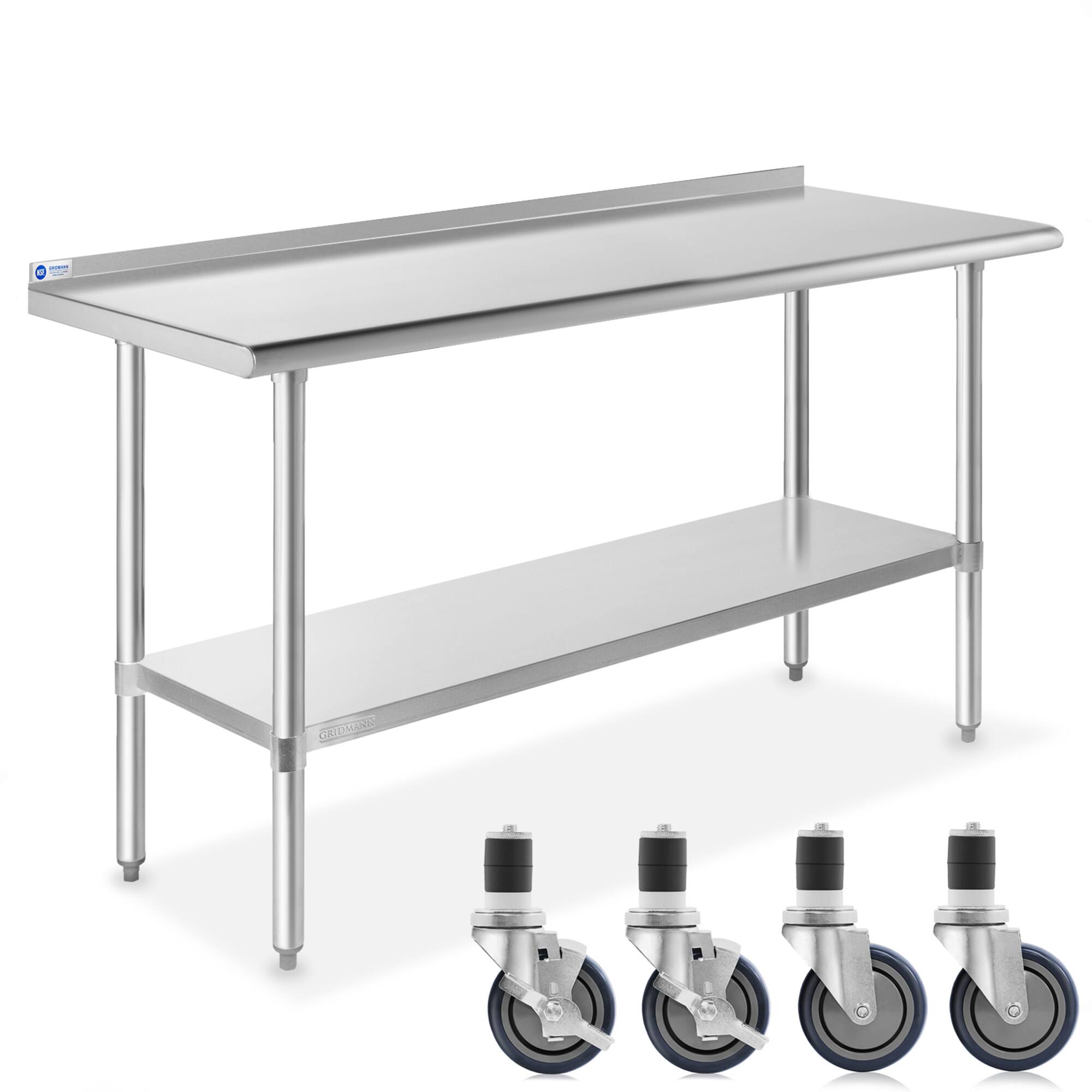 Front. GRIDMANN - 60 x 24-in NSF Stainless Steel Table with 4 Casters - Silver.