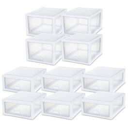 Sterilite - 27 Qt (4 Pk) & 16 Qt (6 Pk) Stackable Plastic Storage Drawer Container