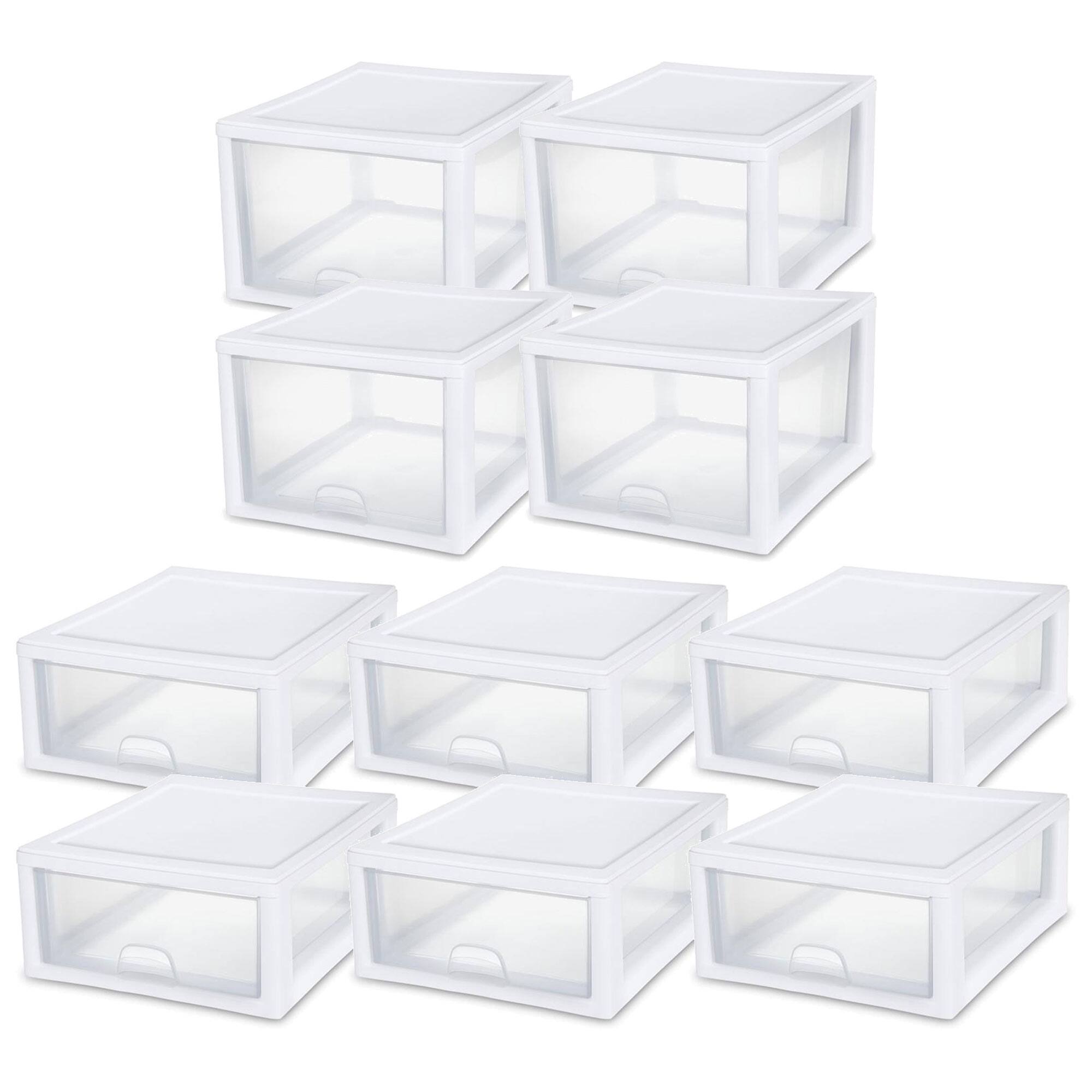 Front. Sterilite - Sterilite 27 Qt (4 Pk) & 16 Qt (6 Pk) Stackable Plastic Storage Drawer Container.