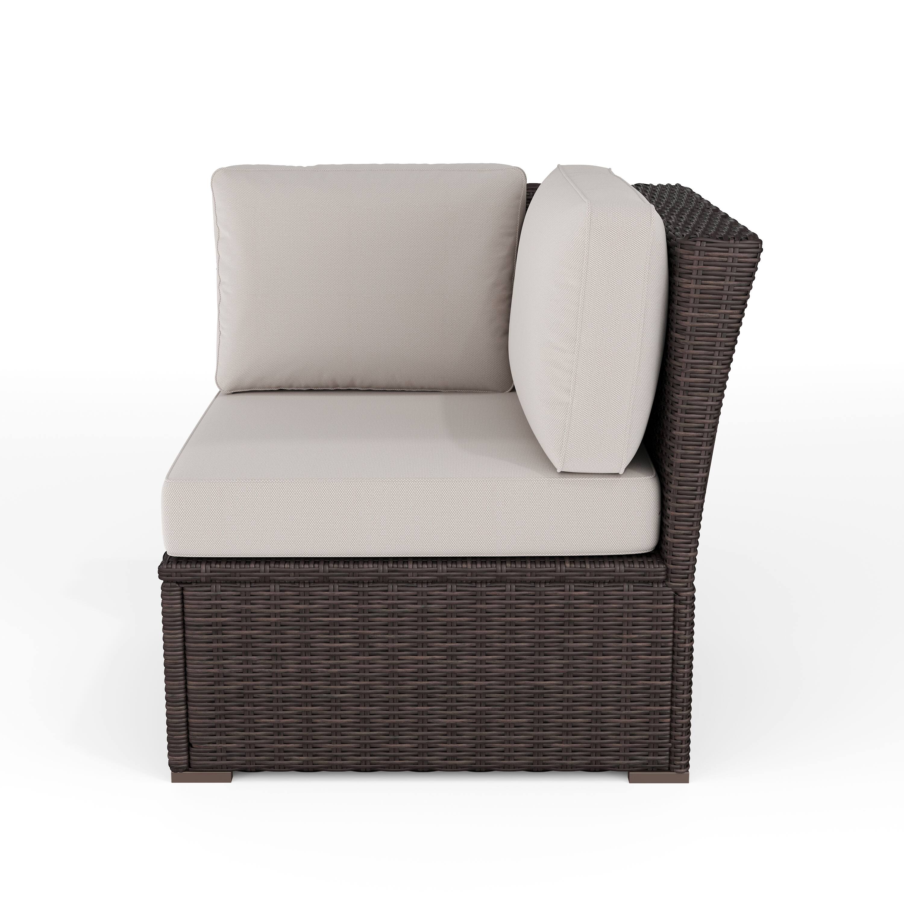 Alt View 9. Martha Stewart - Bedford Outdoor Modular Rattan Wicker Patio Sectional Sofa Corner Seat - Tan Cushions/Brown Frame.