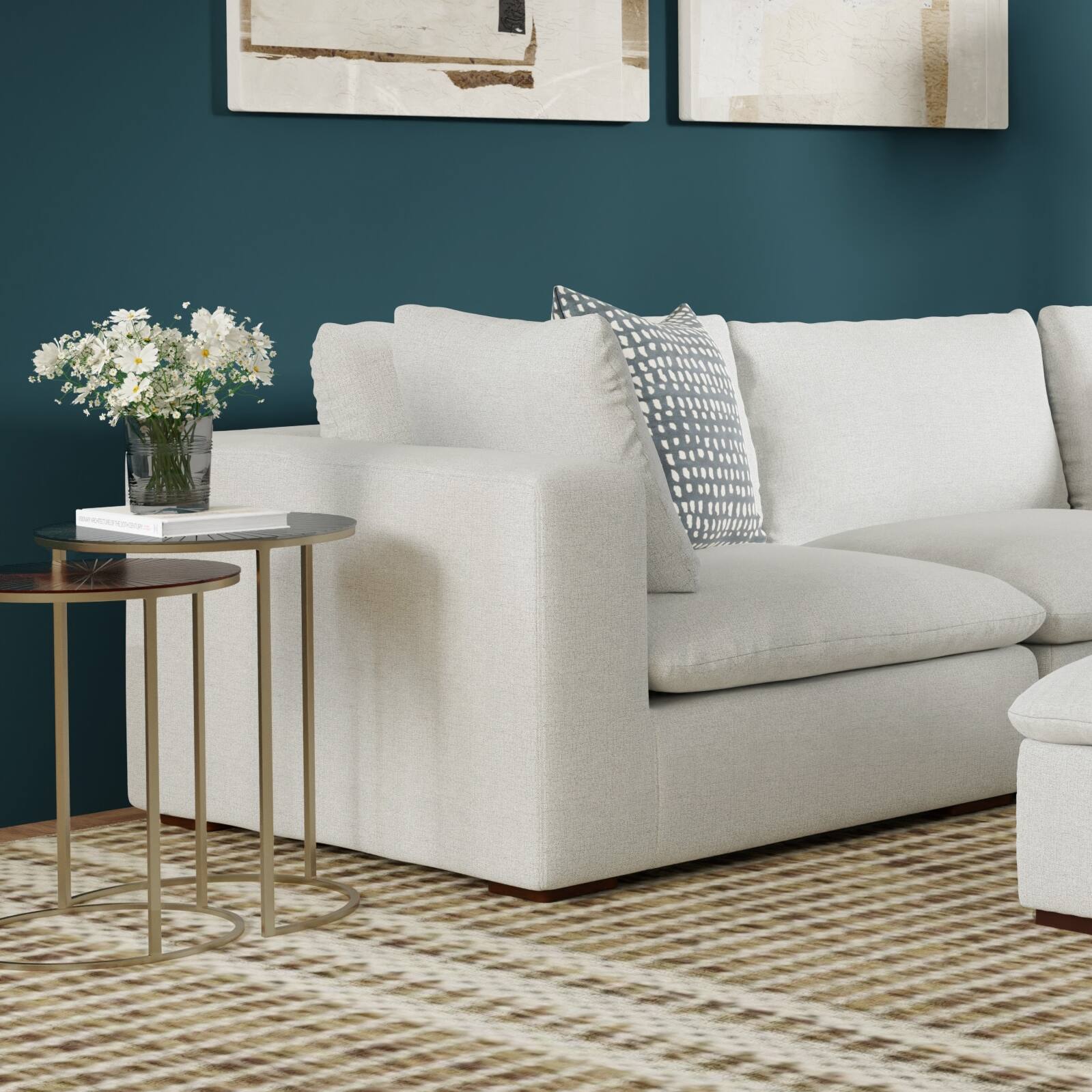 Angle. Simpli Home - Jasmine Left-Arm Sofa Module in Performance Fabric - Cloud Grey.