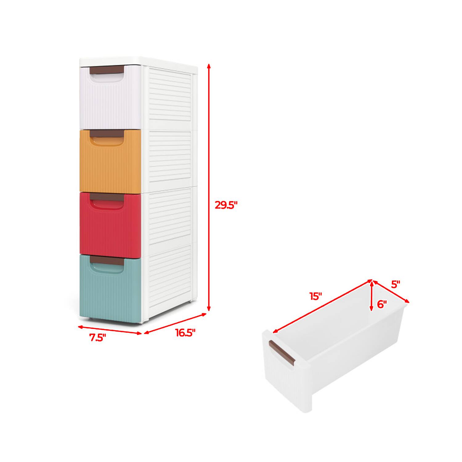 29.5" x 16.5" x 7.5"  
15" x 6" x 5"