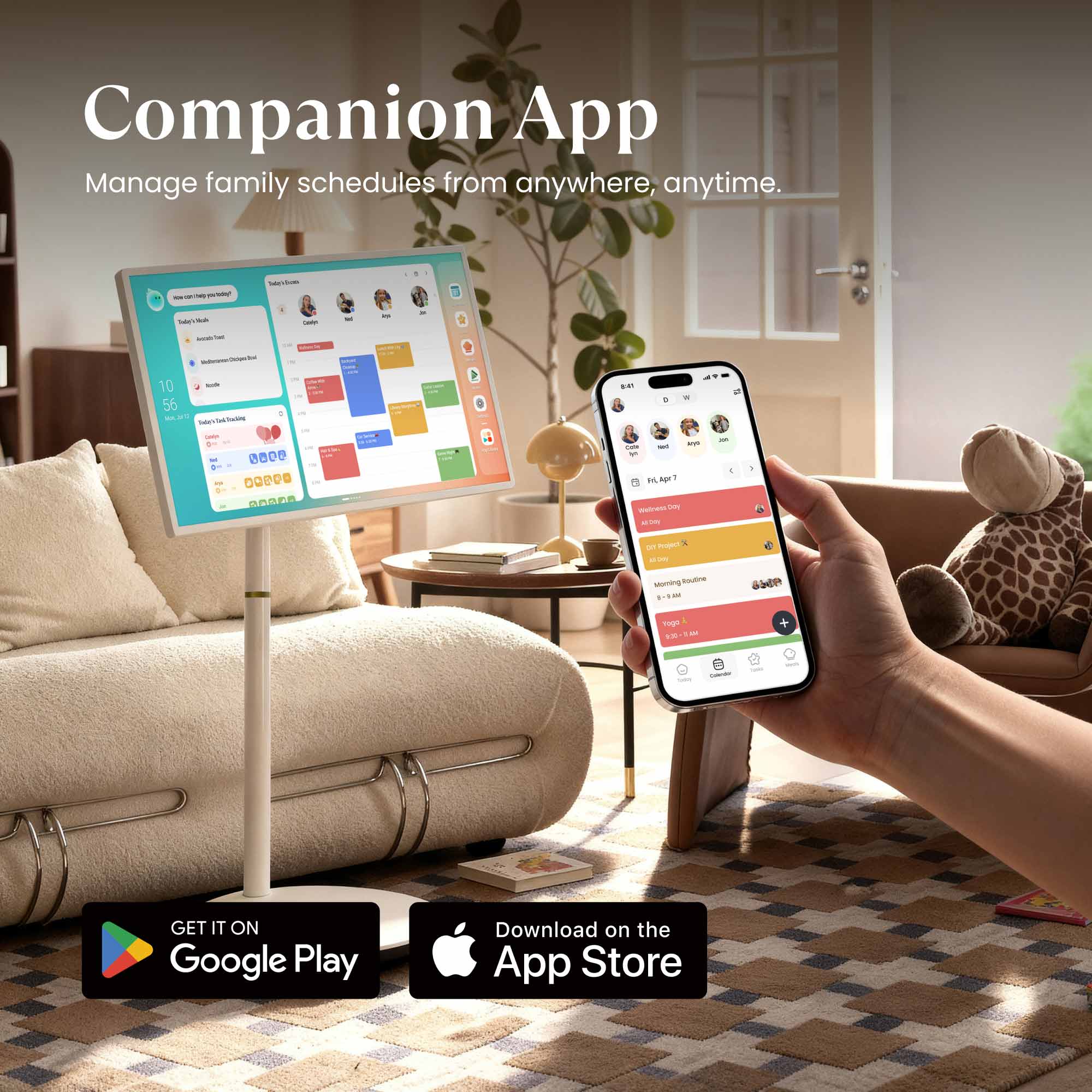 Companion App  
Manage family schedules from anywhere, anytime.

GET IT ON Google Play  
Download on the App Store
