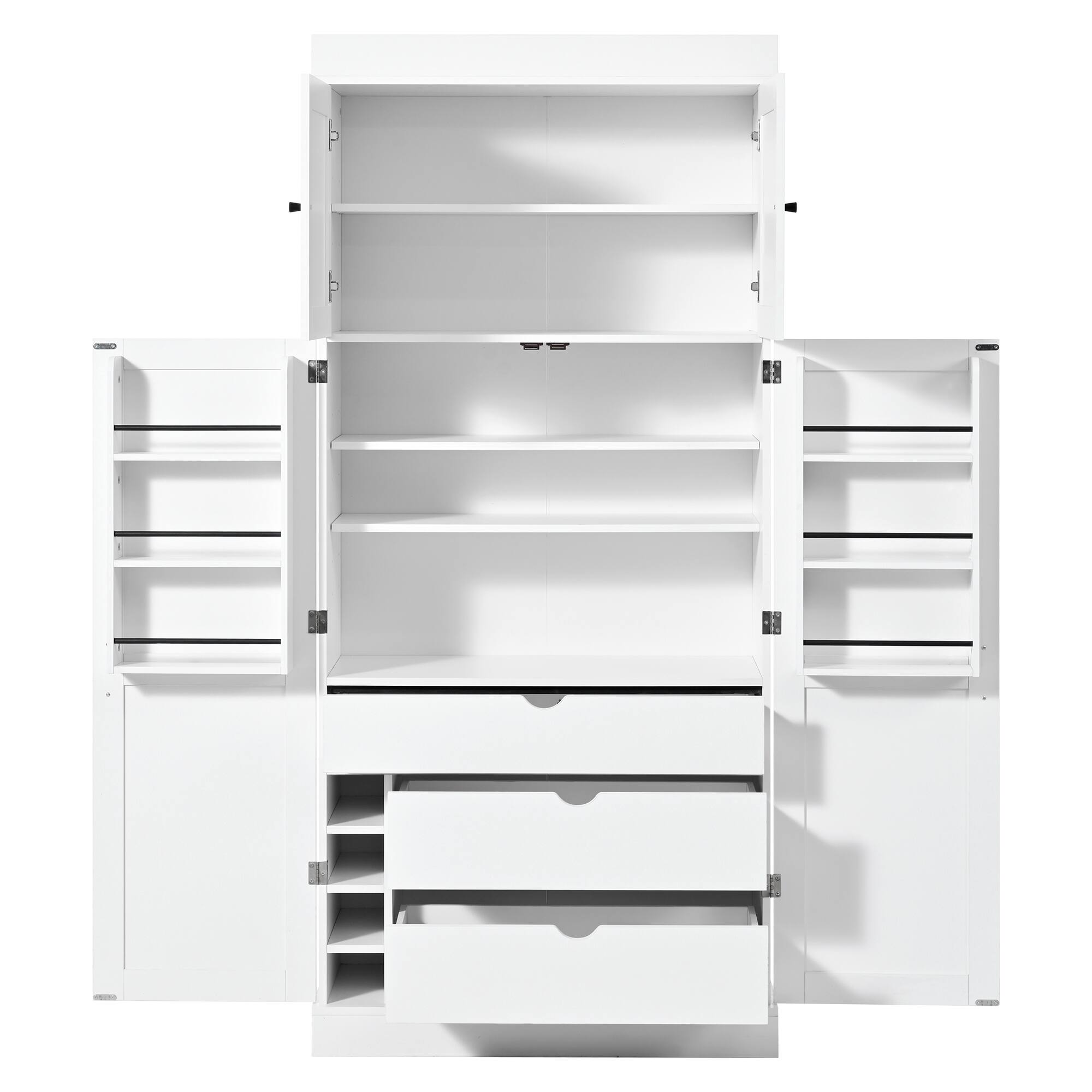 Alt View 7. Forest'nSky - 77" Tall Kitchen Pantry Cabinet, Shaker Style with Adjustable Shelves, Drawers & Wine Racks, White - White.