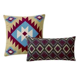 Greenland Home Fashions - Greenland Home Fashion Southwest Geometric Motifs And Zippered Decorative Pillow Set - Earth tones