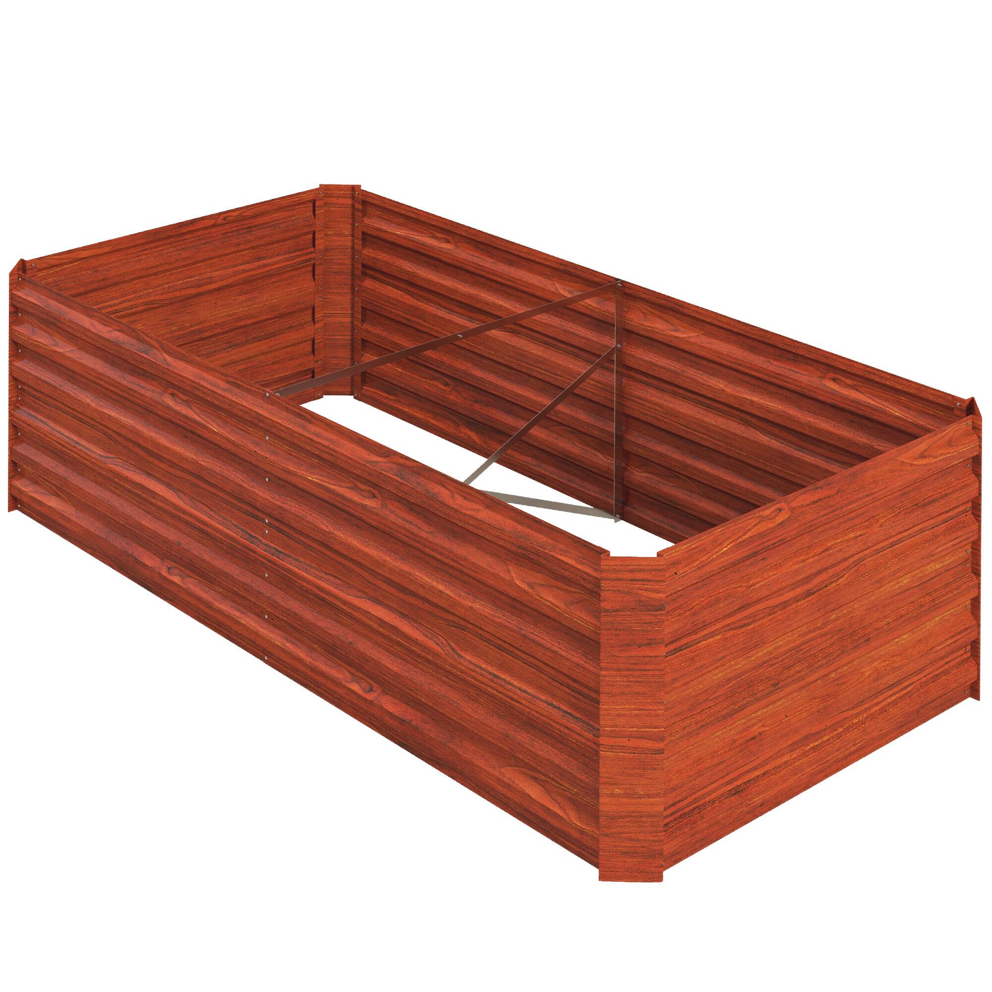 Front. Outsunny - Raised Garden Bed, Steel Outdoor Planters with Reinforced Rods, 71" x 36" x 23" - Dark Brown.