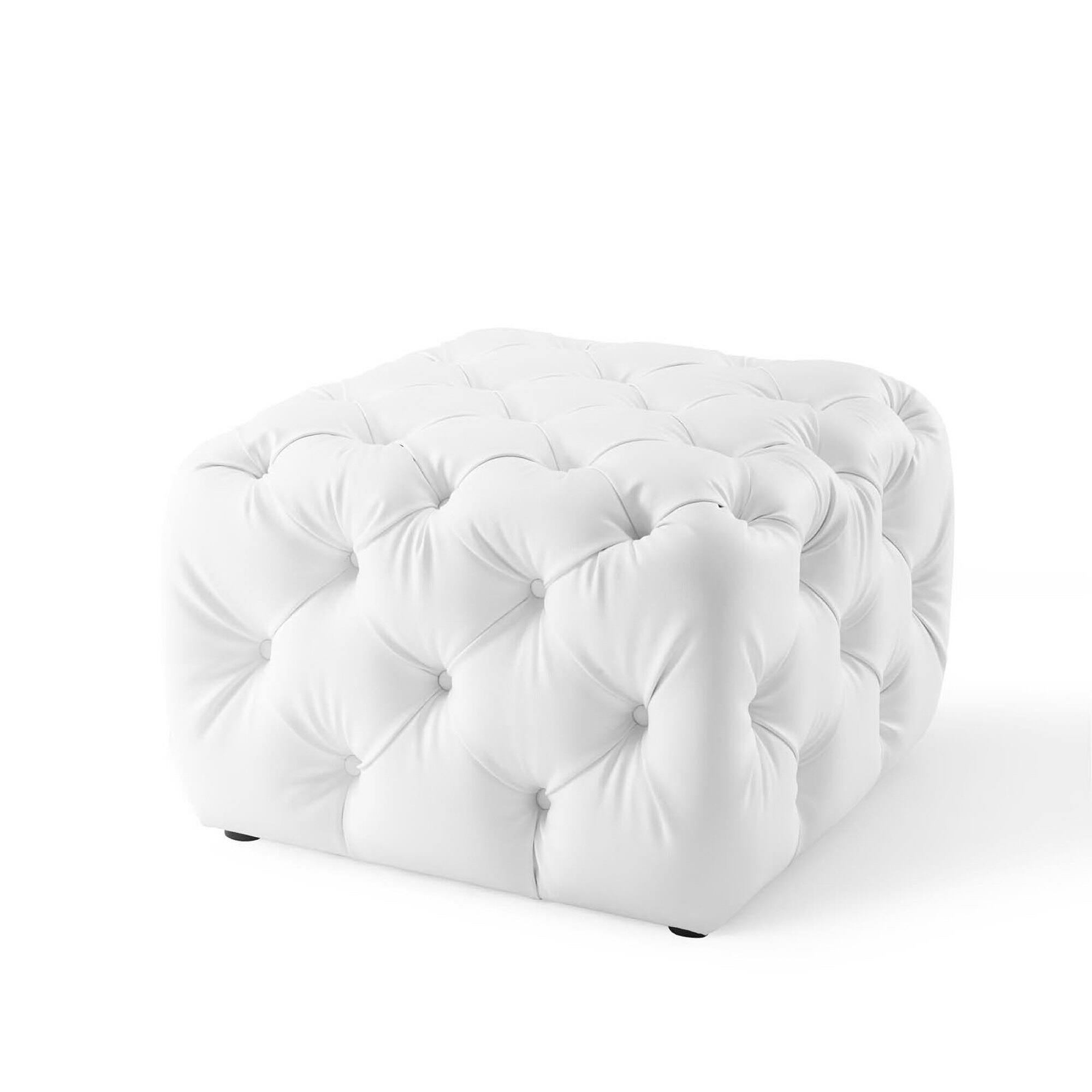 Alt View 1. Modway - Amour Tufted Button Square Faux Leather Ottoman by Modway - EEI-3775-WHI.