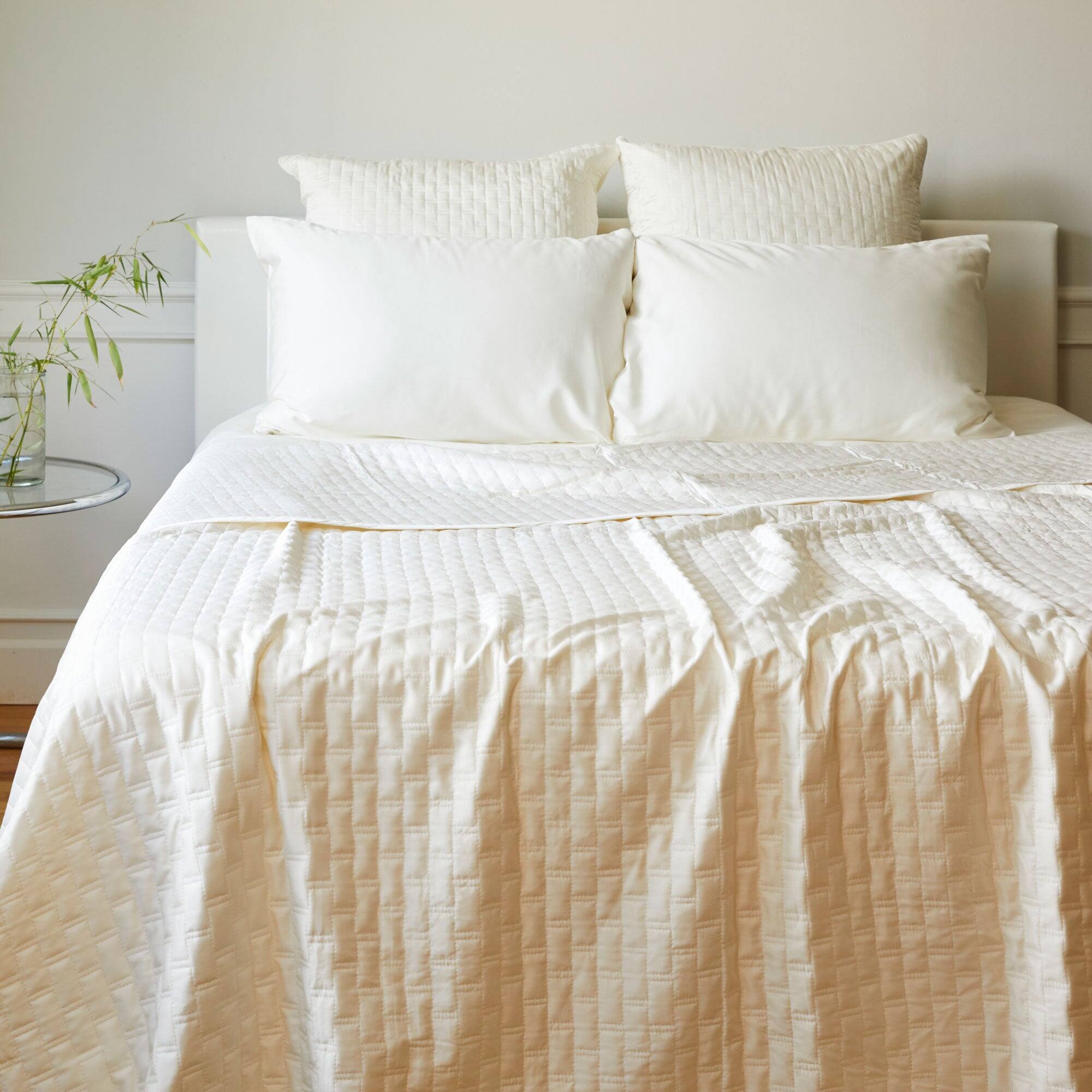 Alt View 1. BedVoyage - Quilted Coverlet - 100% Viscose from Bamboo - Cooling & Lightweight - Ivory.