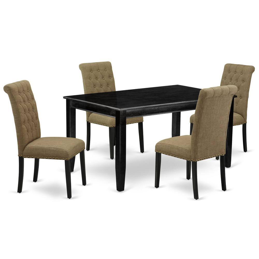 Back. East West Furniture - Dining Room Set Black - Brown.